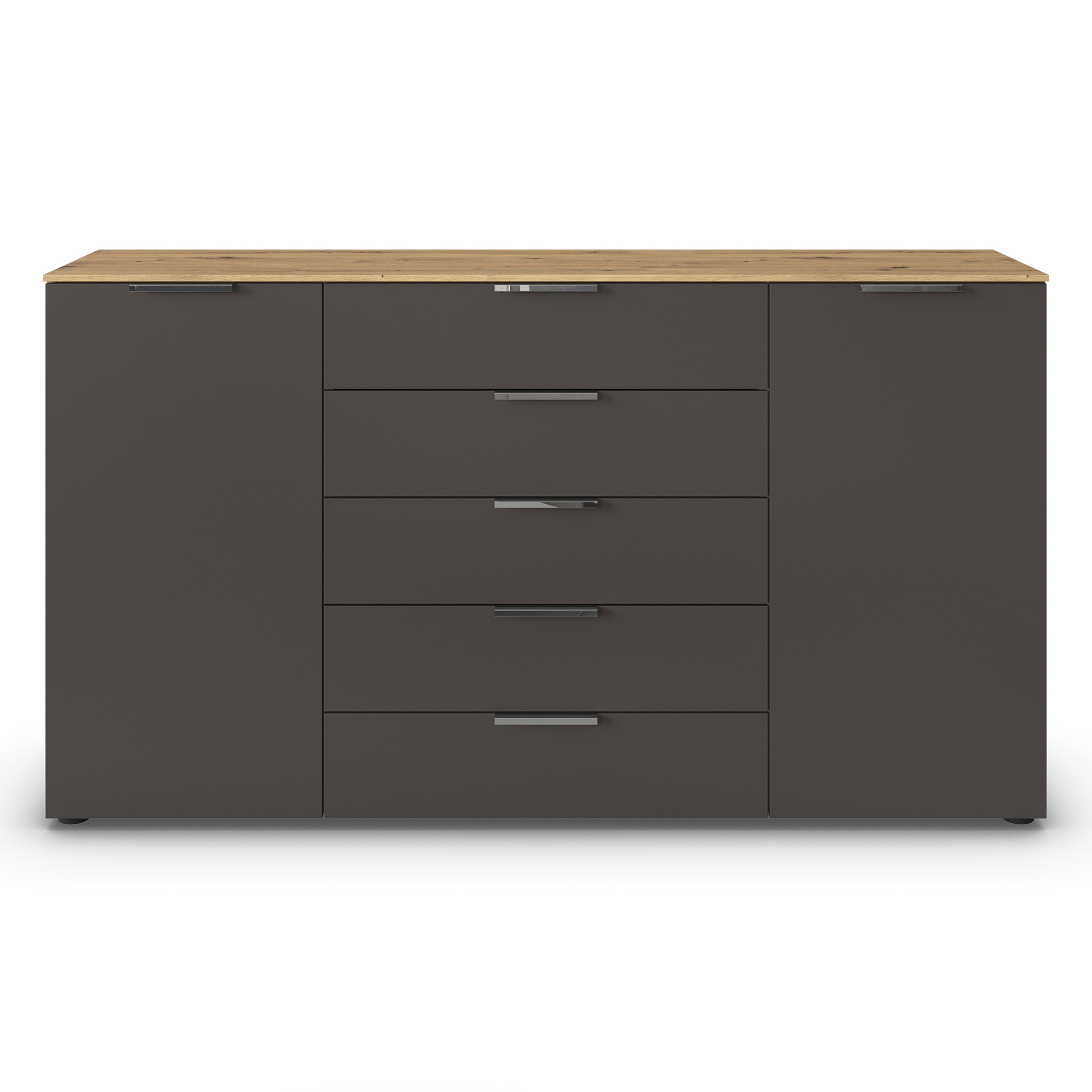 Kommode - Artisan Eiche - graphit - Chromgriffe - 180 cm
