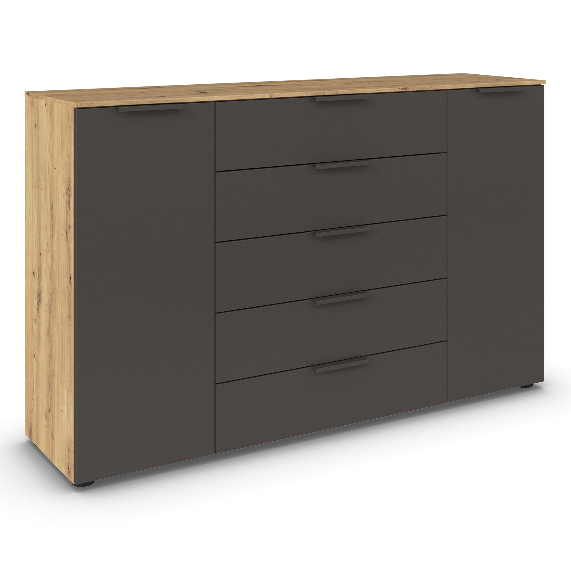 Kommode - Artisan Eiche - graphit - Graphitgriffe - 160 cm