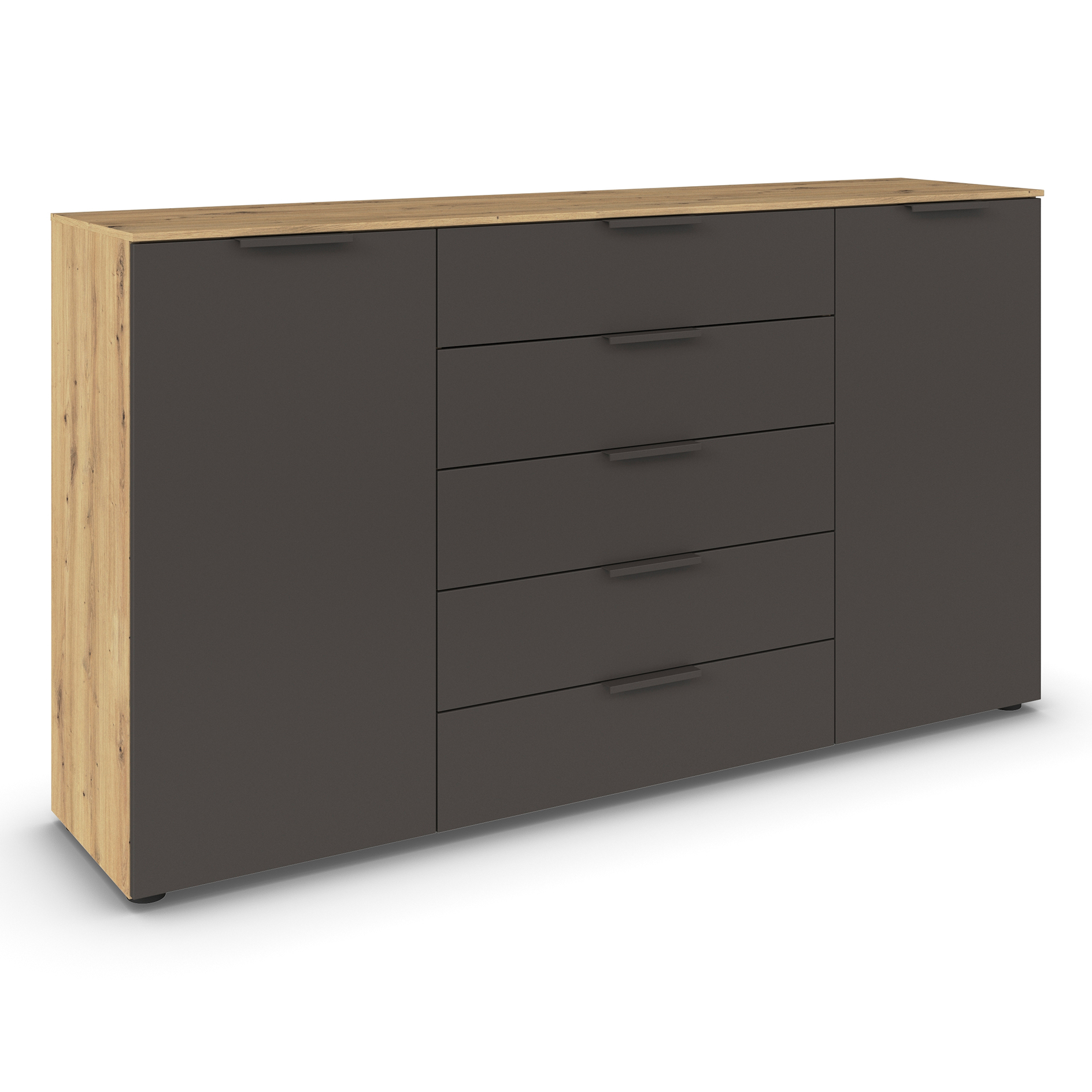 Kommode - Artisan Eiche - graphit - Graphitgriffe - 180 cm