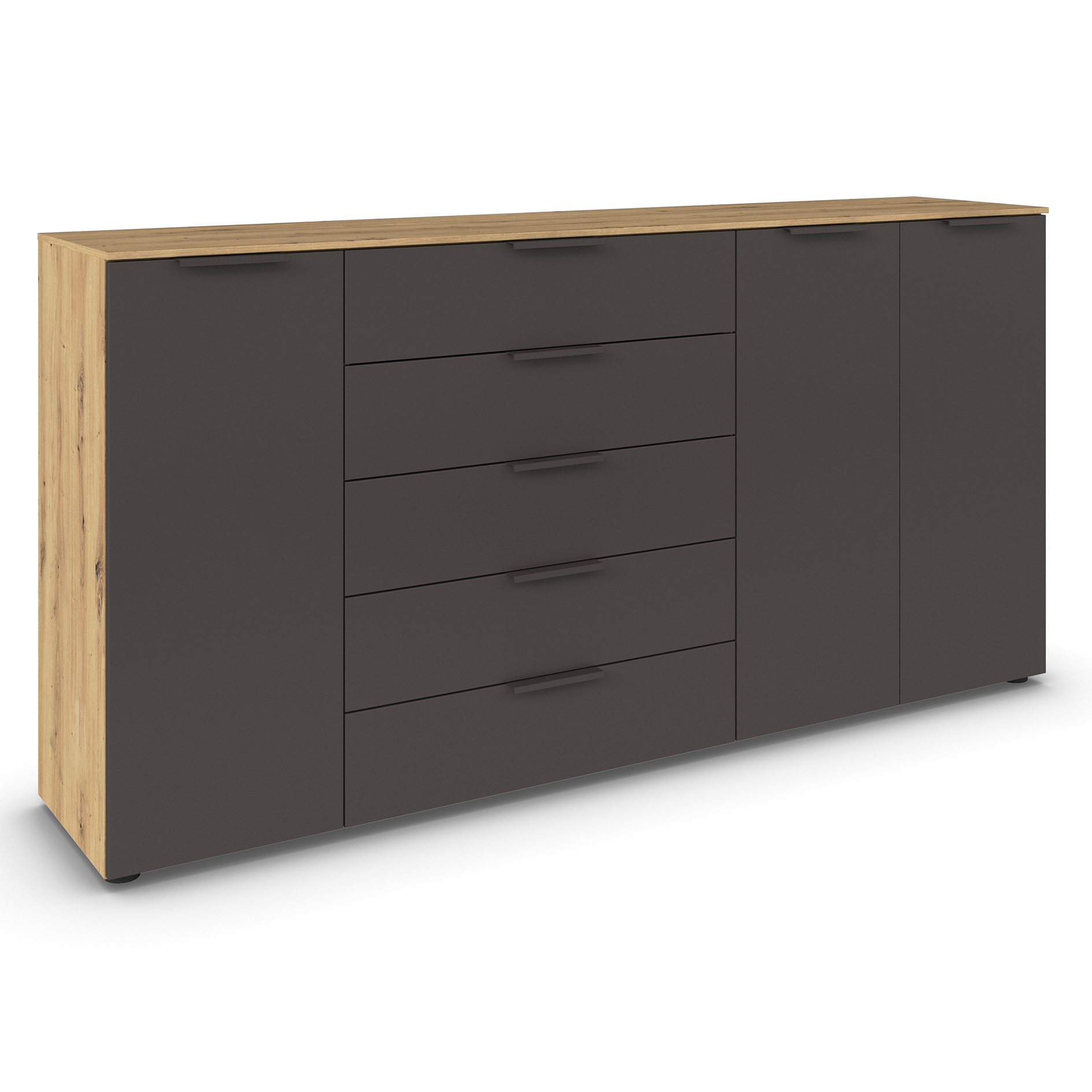 Kommode - Artisan Eiche - graphit - Graphitgriffe - 199 cm