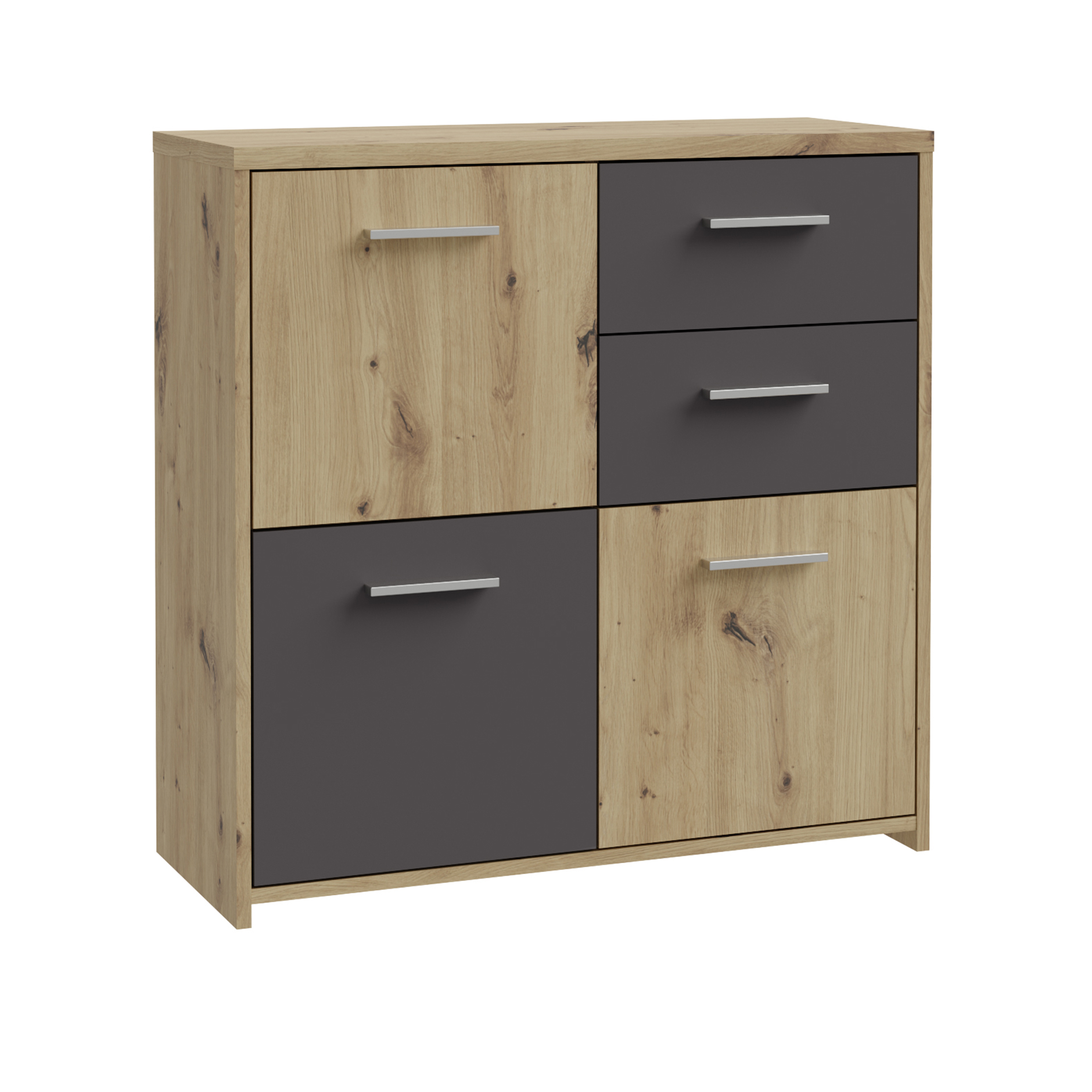 Kommode - Artisan Eiche - grau - 77 cm breit