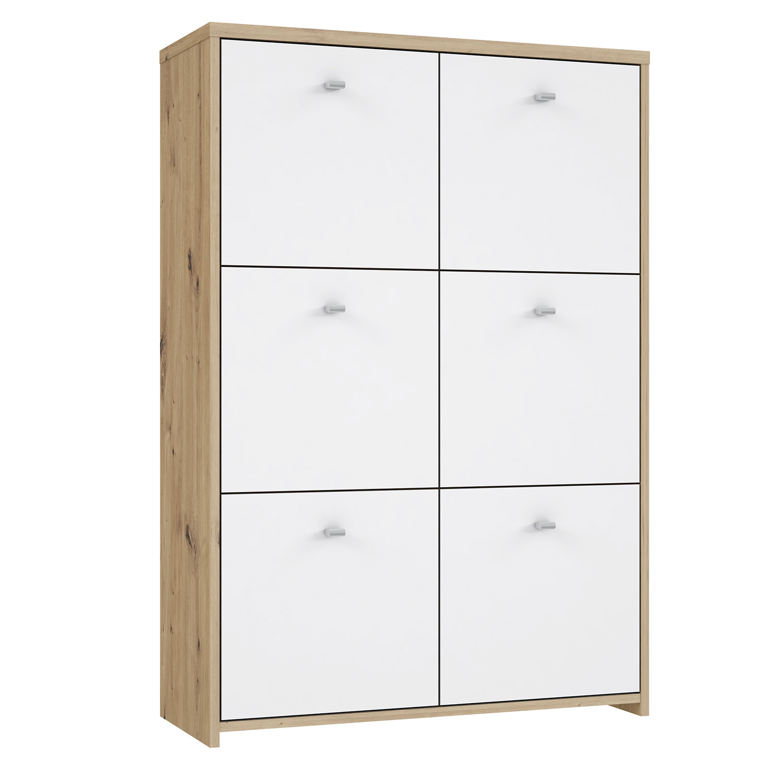 Kommode - Artisan Eiche - weiß - 77 cm breit - 6 Türen