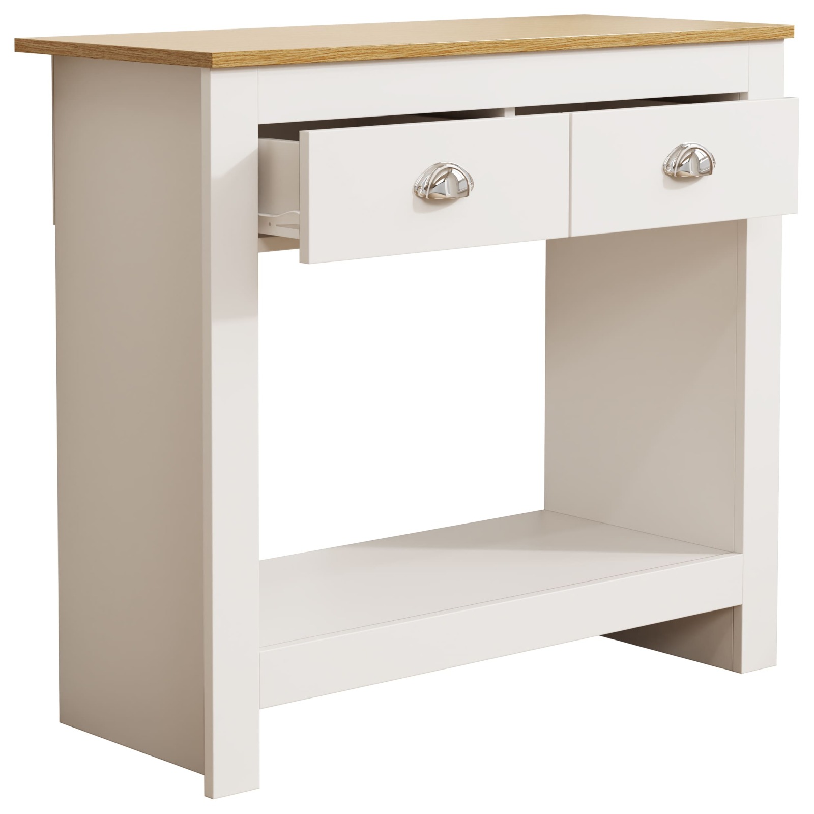 Kommode BALUSA S - weiß - Honig Eiche - 2 Schubkästen
