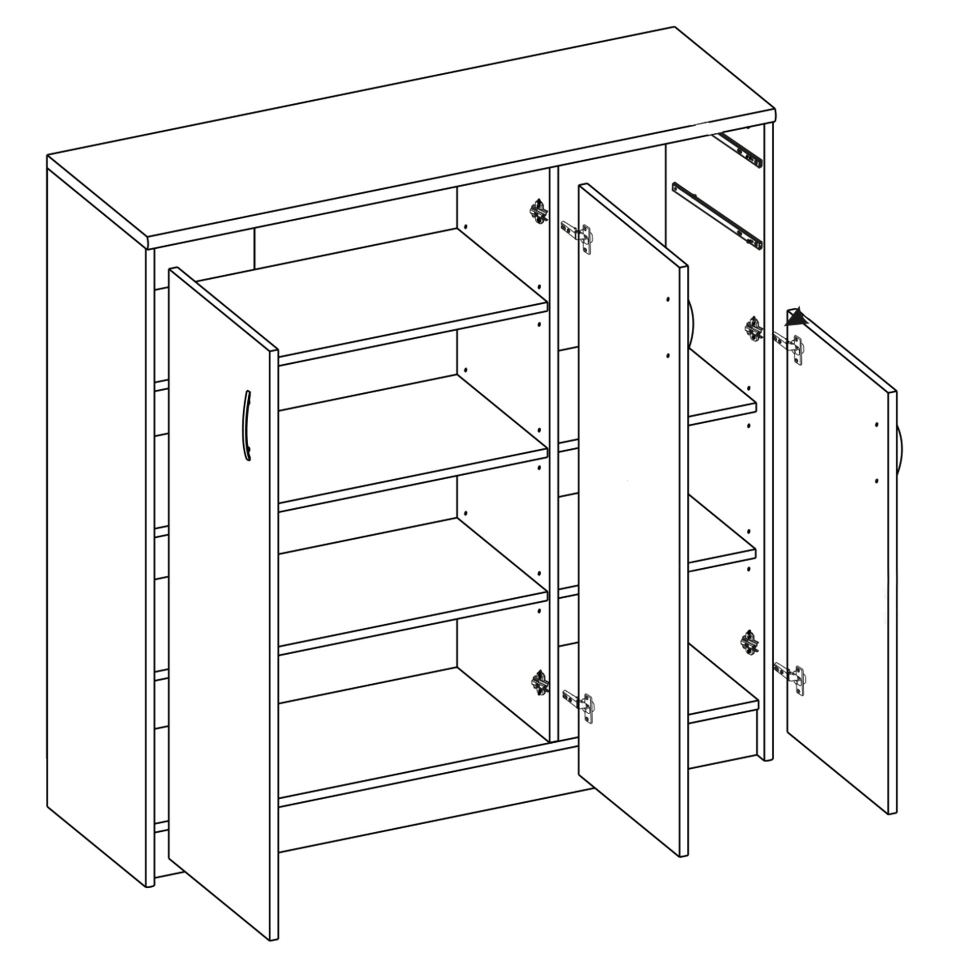 Kommode - Beton-weiß - 109 cm breit