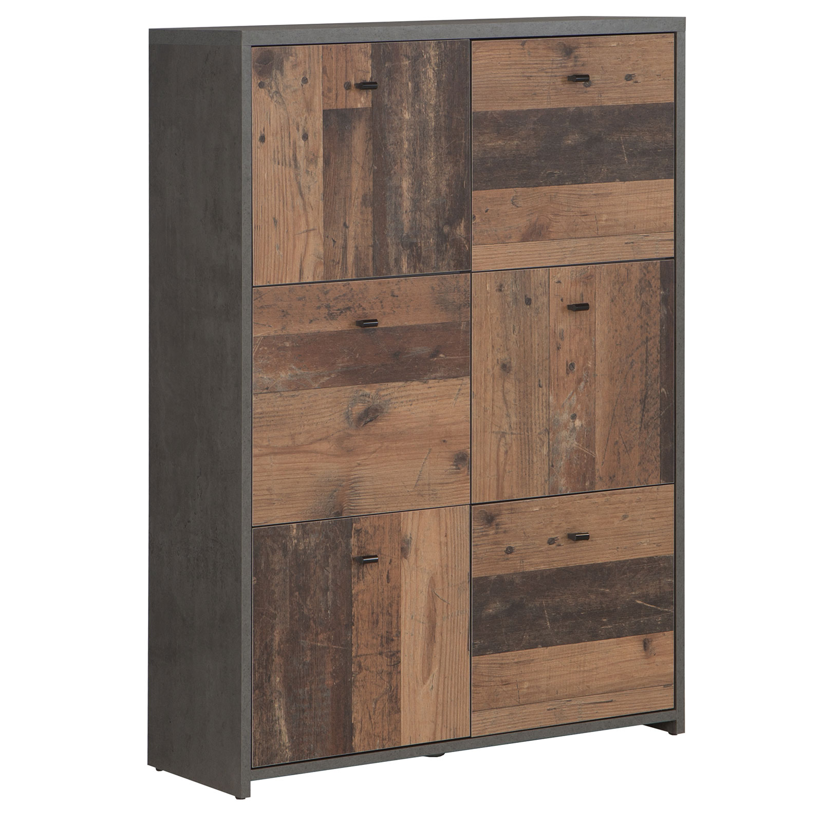 Kommode - Betonoptik - Old Wood Vintage - 77 cm breit - 6 Türen