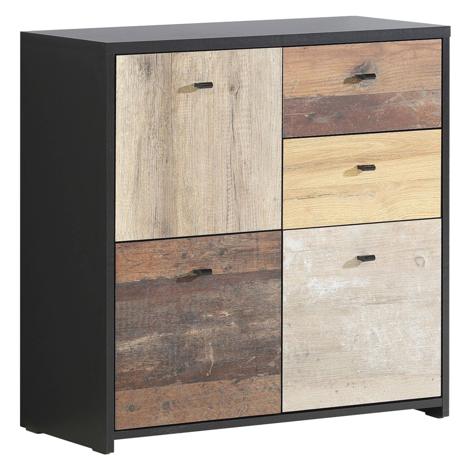 Kommode - Eiche Pinie Mix - schwarz - 77 cm breit