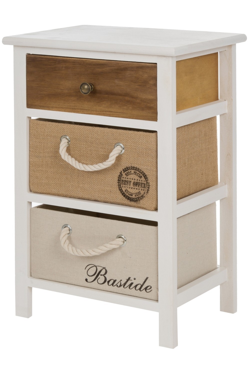 Kommode ELIZA - weiß-braun - 3 Schubladen