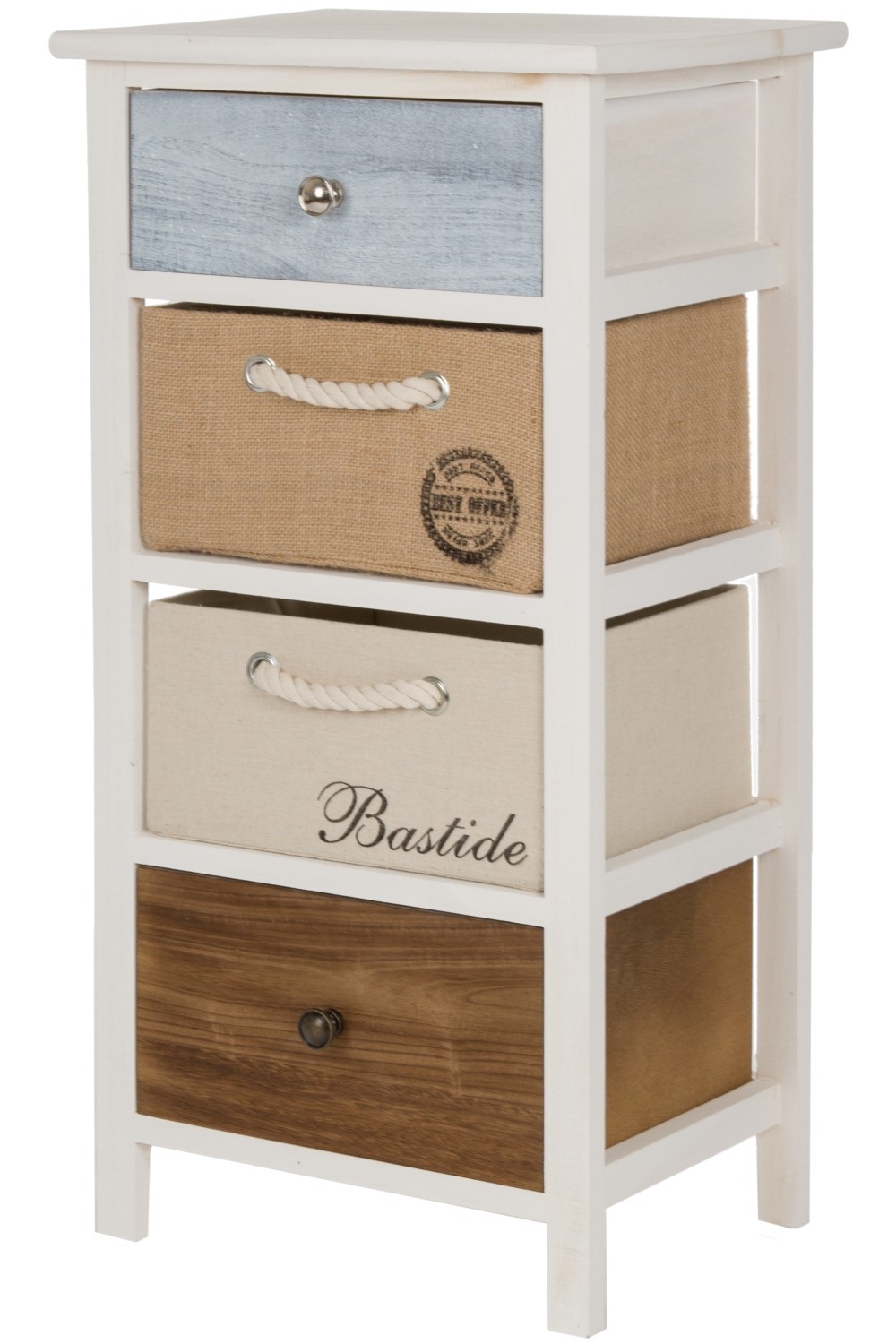Kommode ELIZA - weiß-braun - 4 Schubladen
