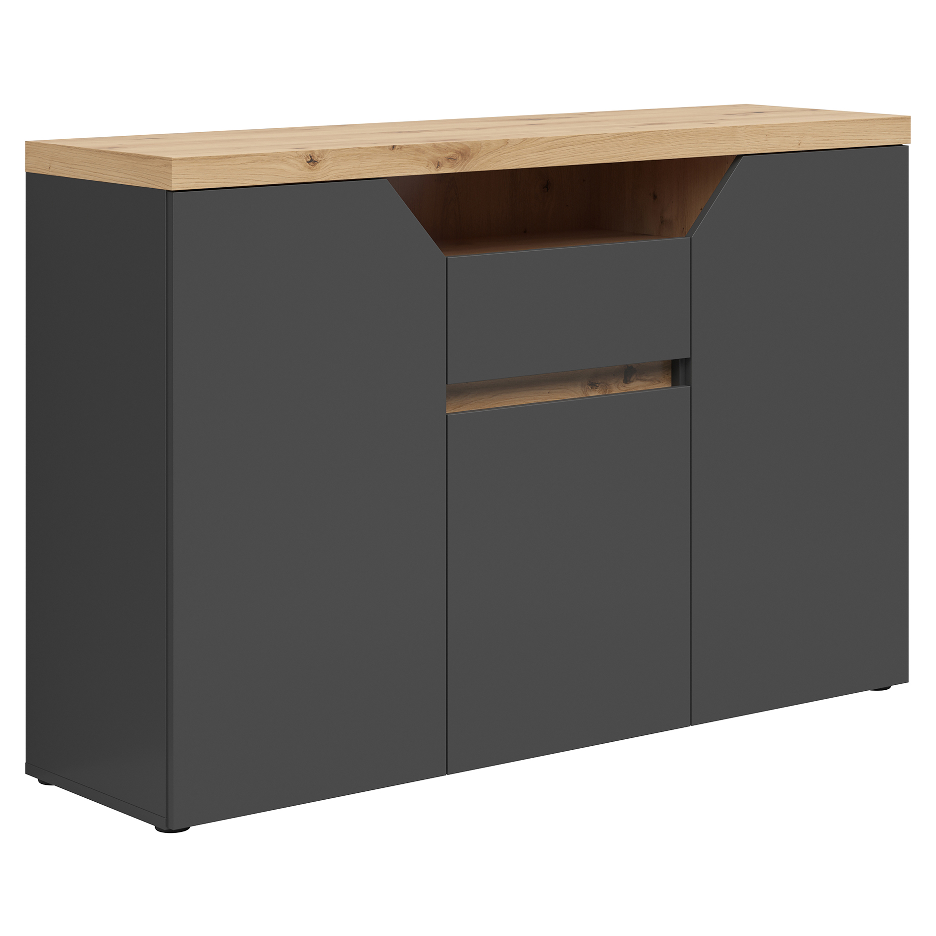 Kommode - graphit - Artisan Eiche - Softclose - 135 cm