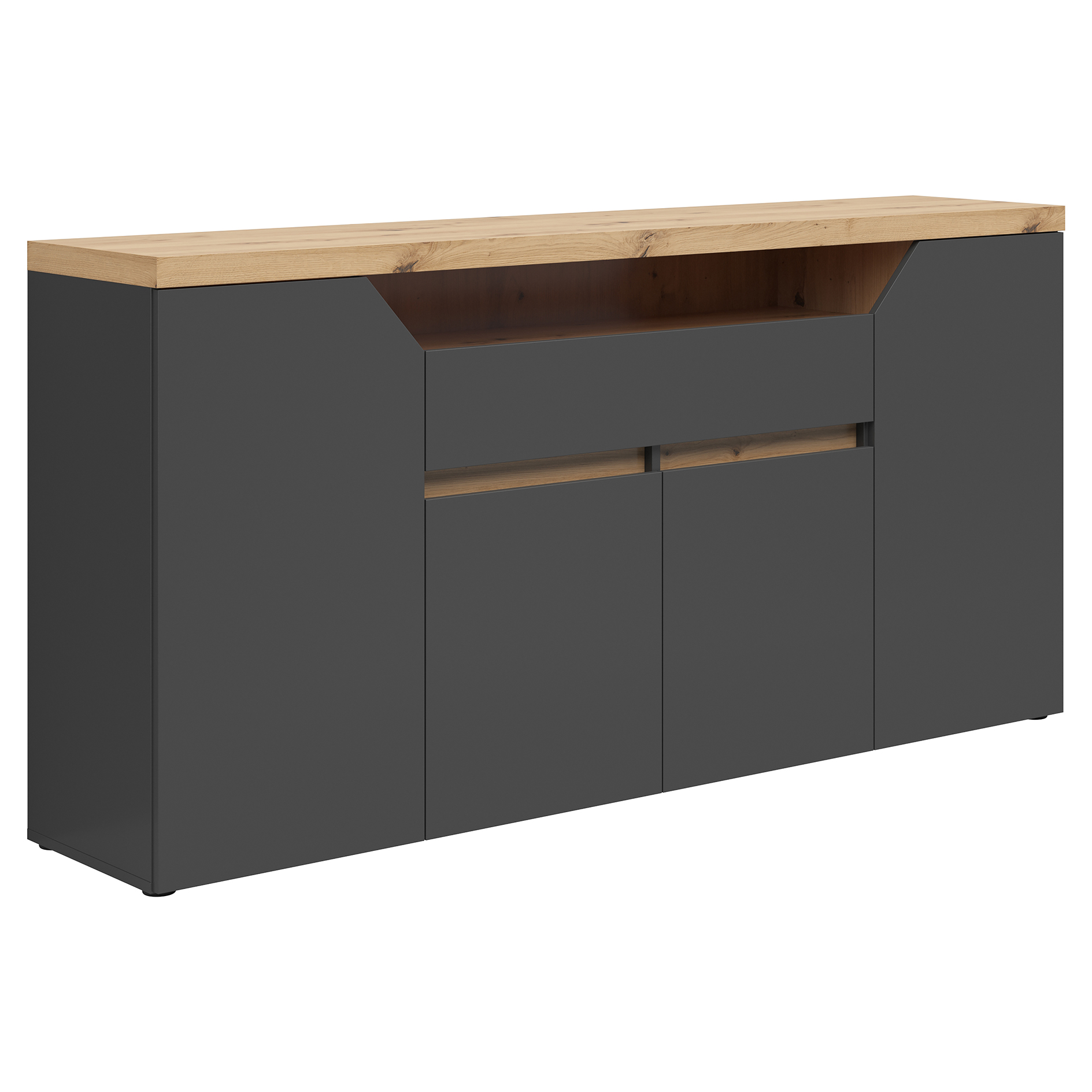 Kommode - graphit - Artisan Eiche - Softclose - 180 cm