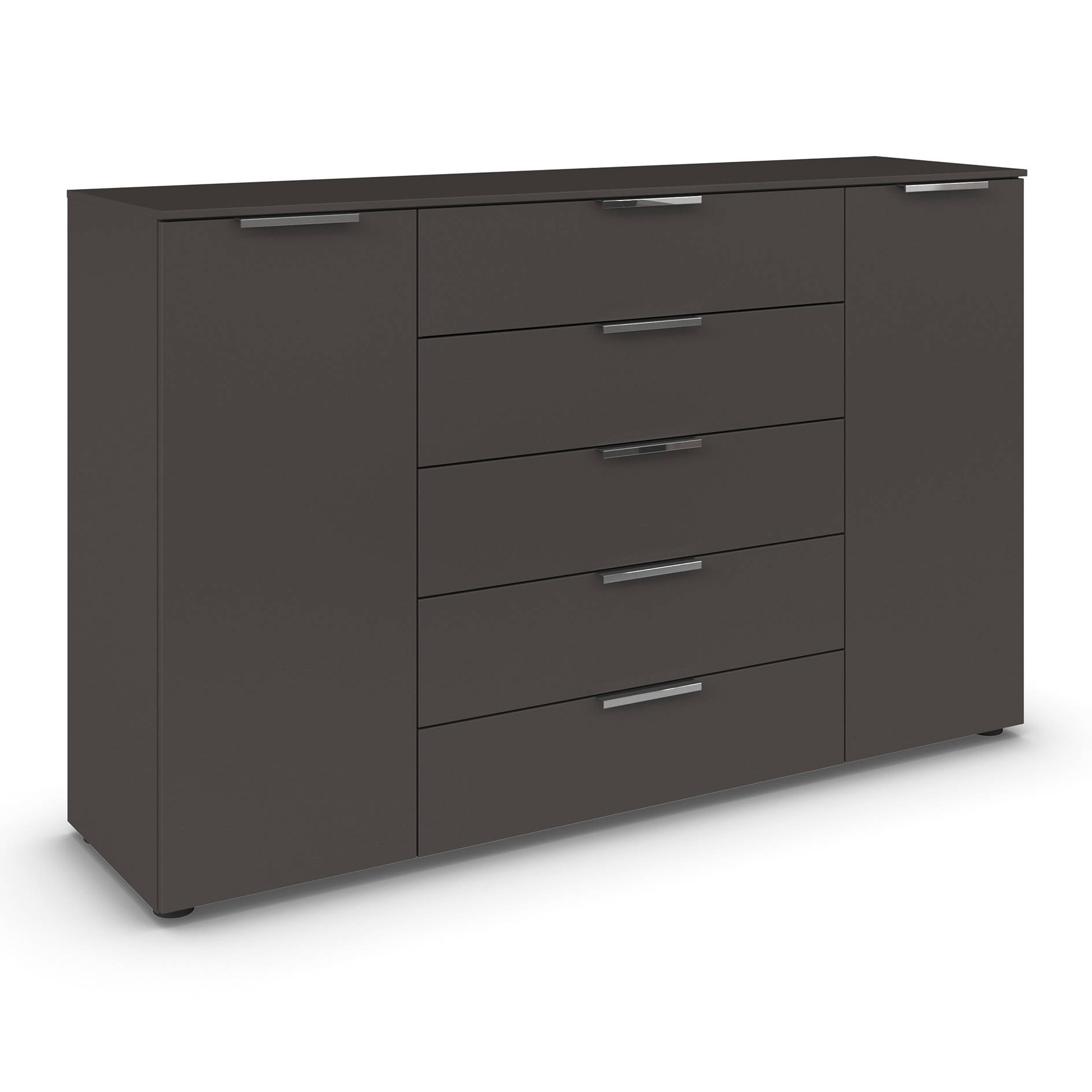 Kommode - graphit - Chromgriffe - 160 cm