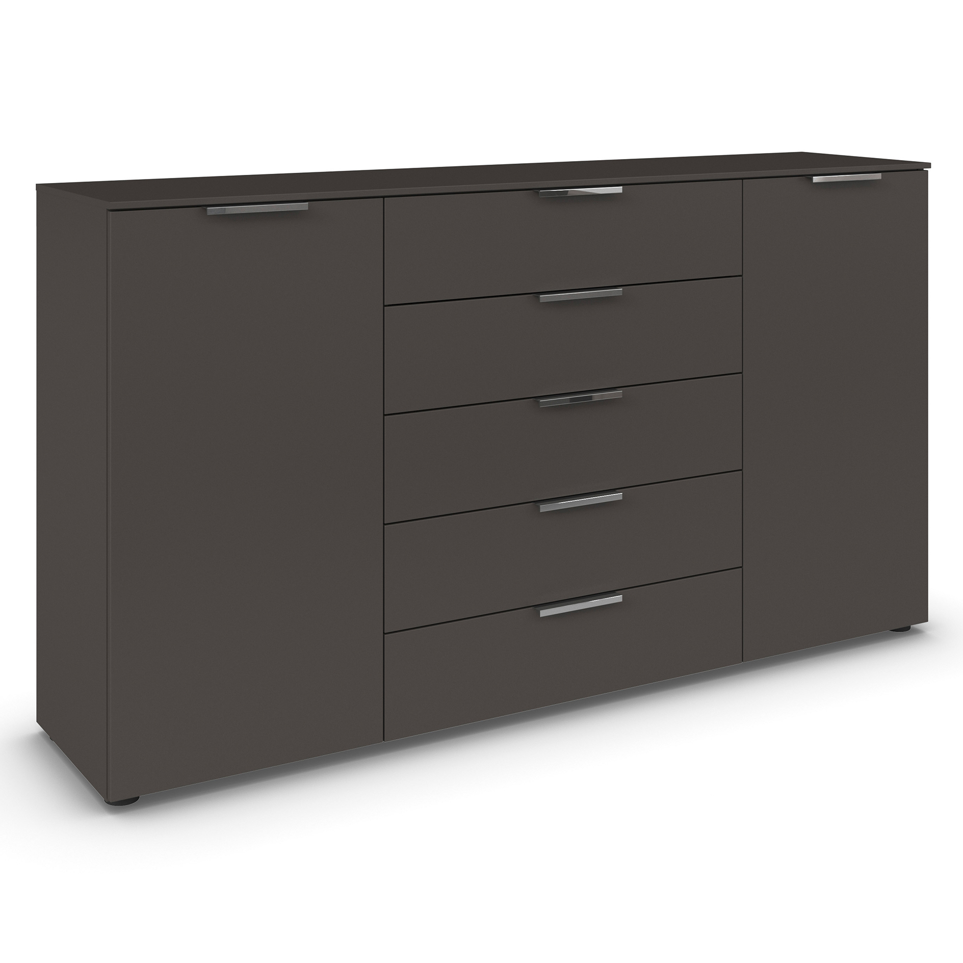 Kommode - graphit - Chromgriffe - 180 cm