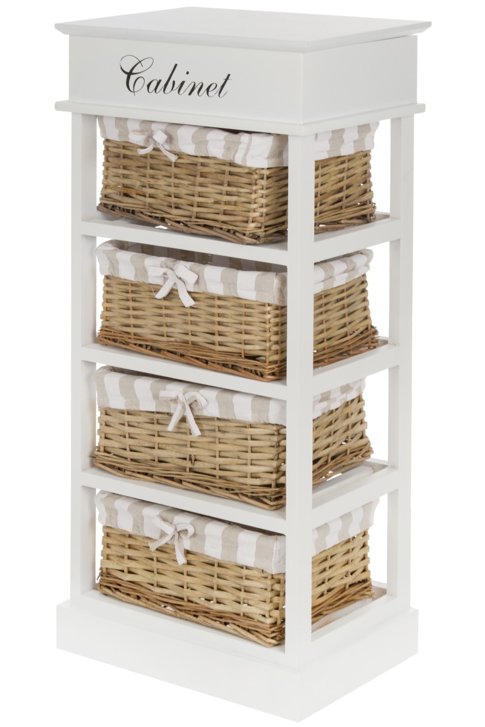 Kommode JOANA - weiß-beige - 4 Körbe - eine Klappe