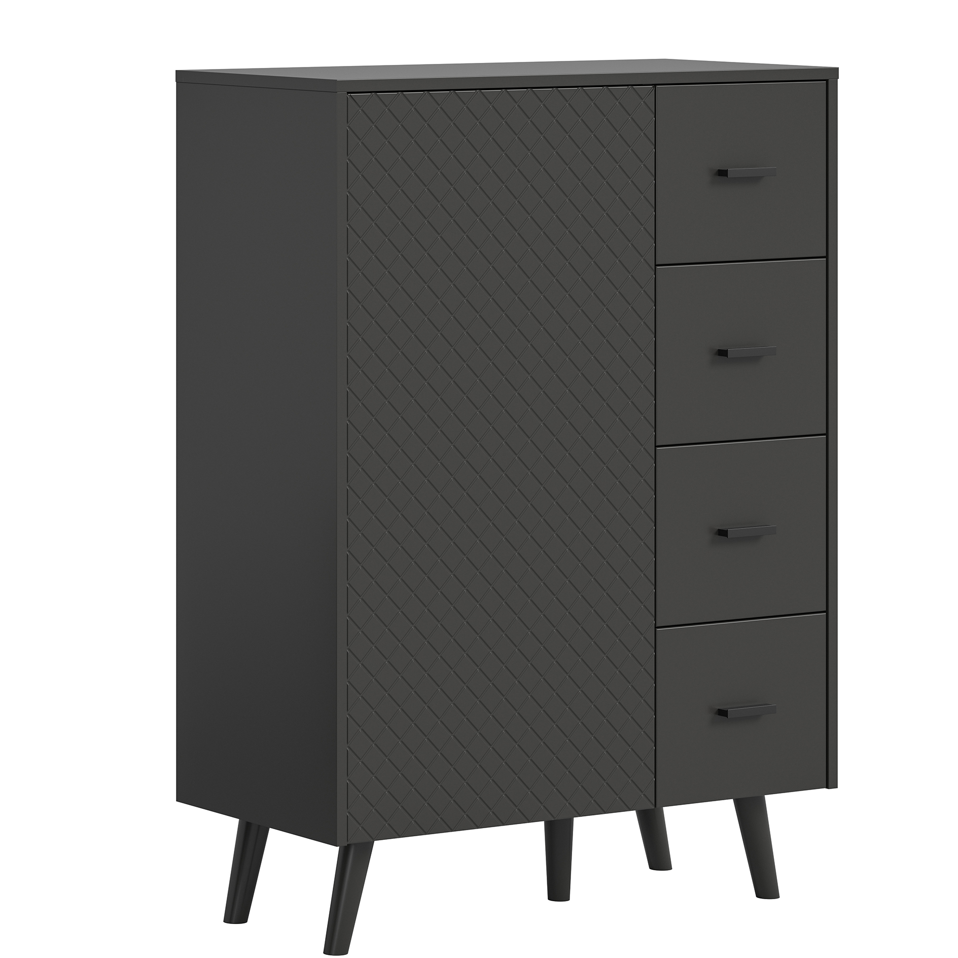 Kommode LINEA - grau matt - 84 cm breit