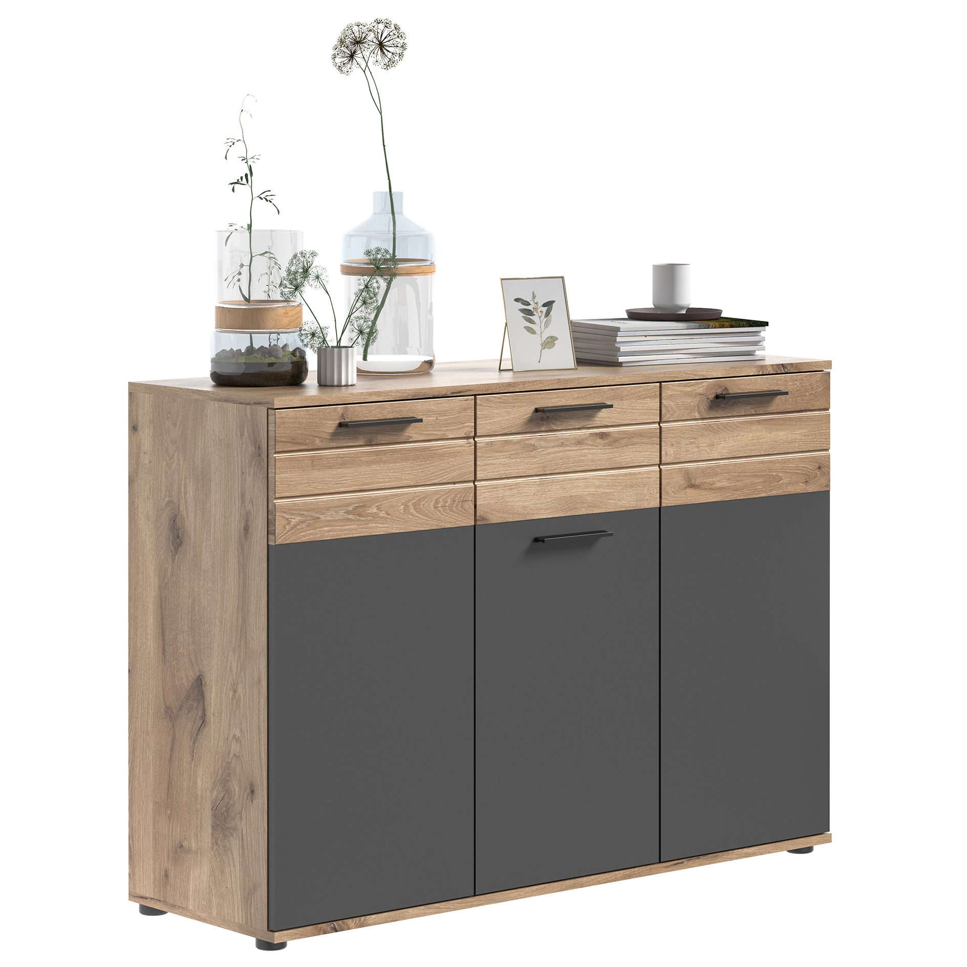 Kommode MASON - Nox Oak - Basalt grau - 120 cm
