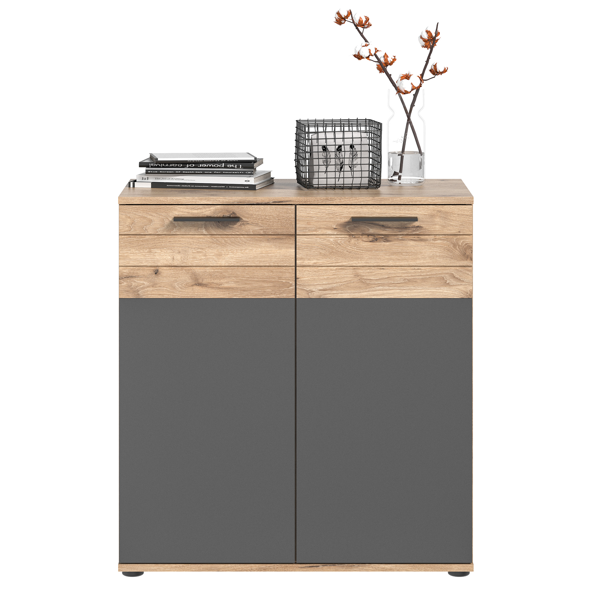 Kommode MASON - Nox Oak - Basalt grau - 80 cm