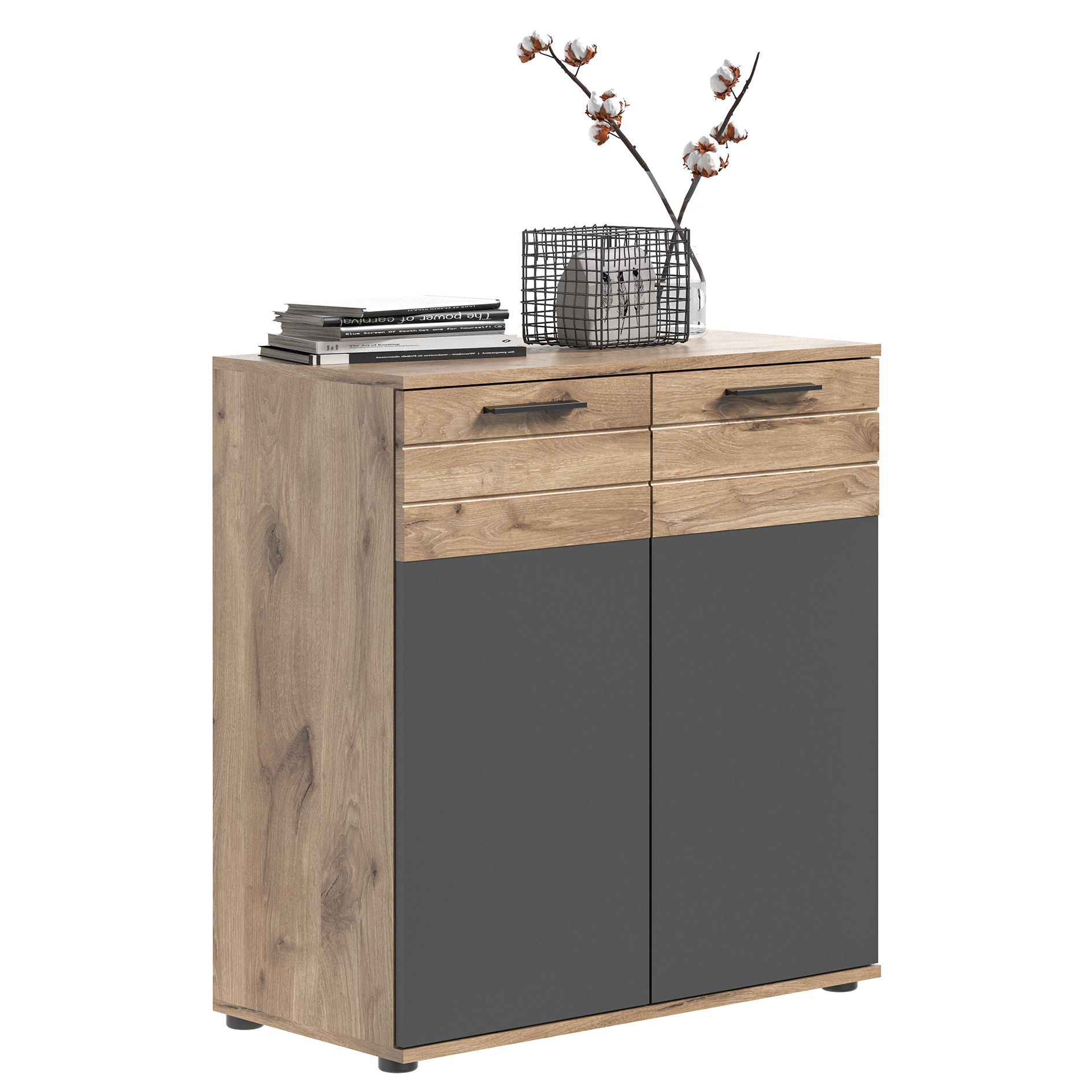 Kommode MASON - Nox Oak - Basalt grau - 80 cm