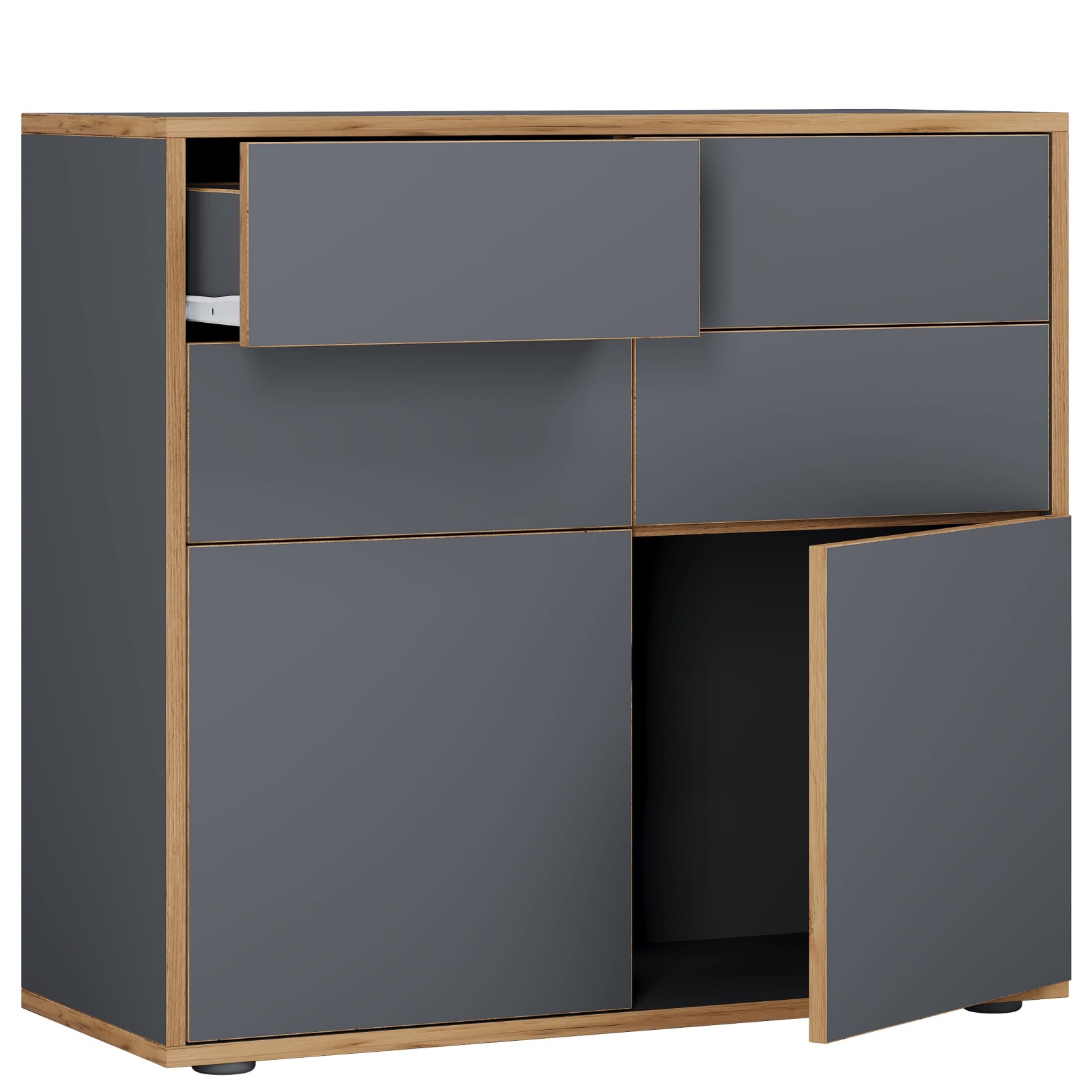 Kommode SALIA - anthrazit - Honig Eiche - 100x74 cm