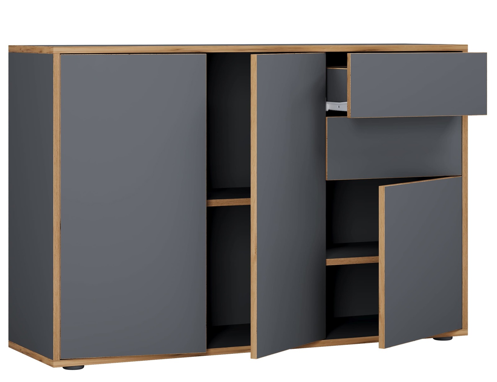 Kommode SALIA - anthrazit - Honig Eiche - 100x74 cm