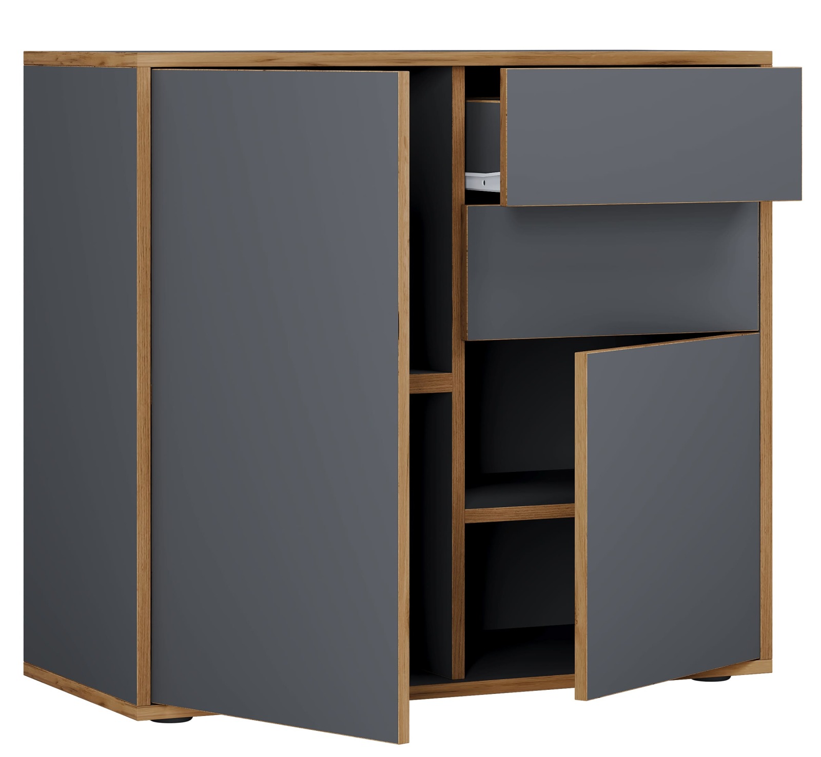 Kommode SALIA - anthrazit - Honig Eiche - 79x74 cm