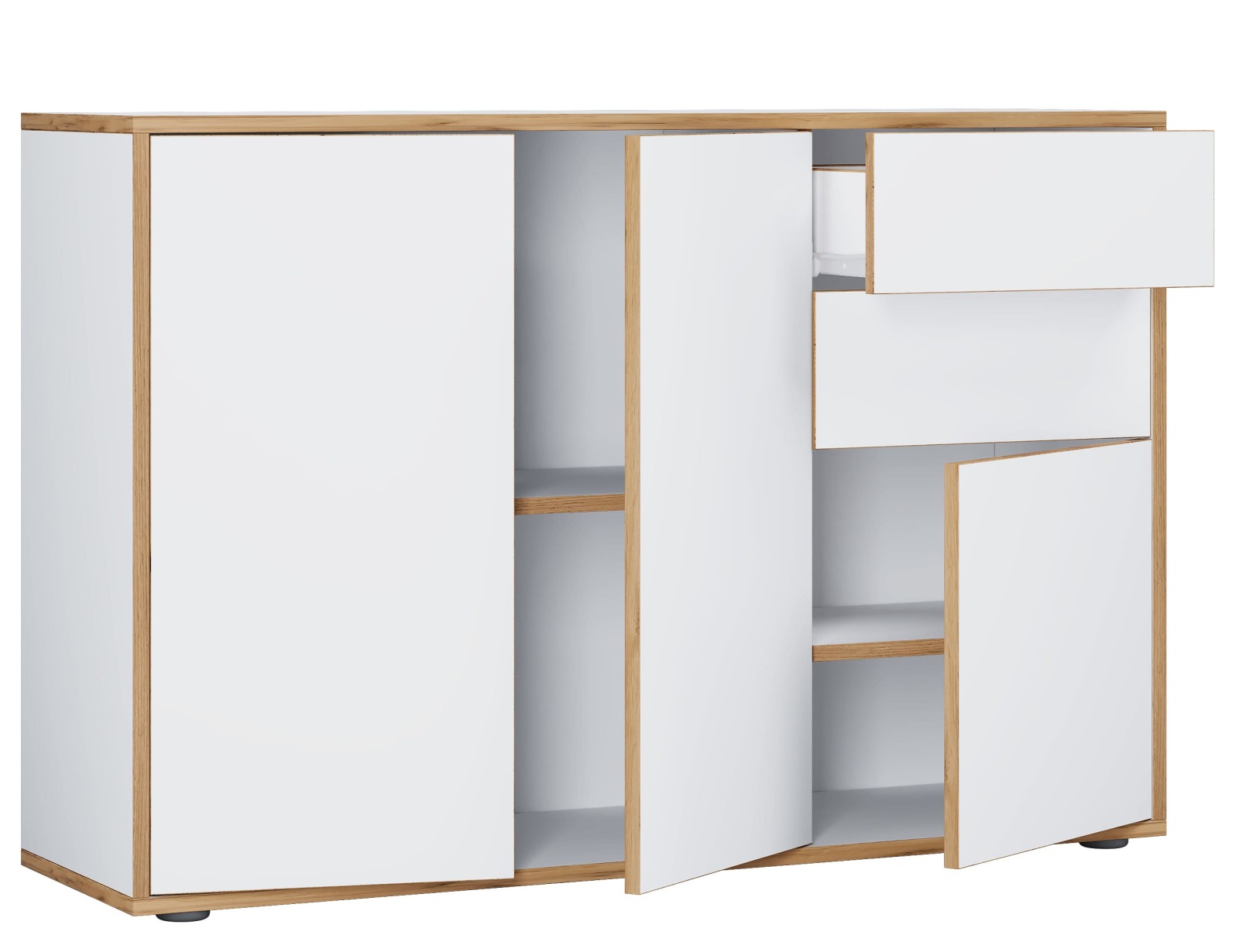 Kommode SALIA - weiß - Honig Eiche - 100x74 cm
