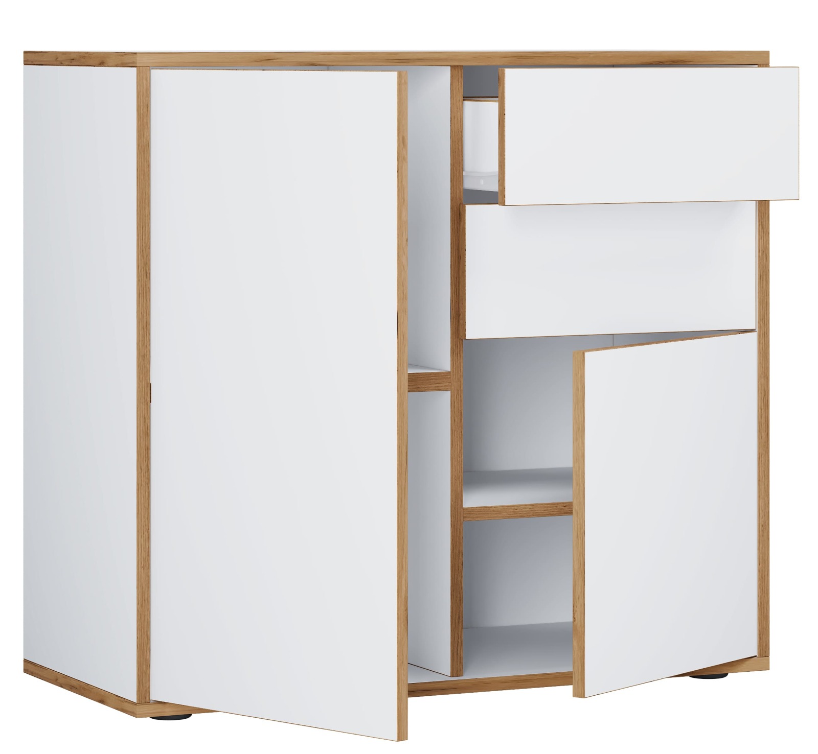 Kommode SALIA - weiß - Honig Eiche - 79x74 cm