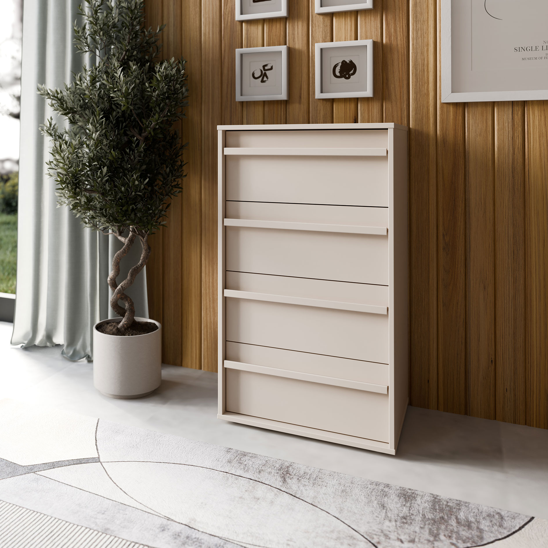 Kommode - sandfarben - 94 cm hoch