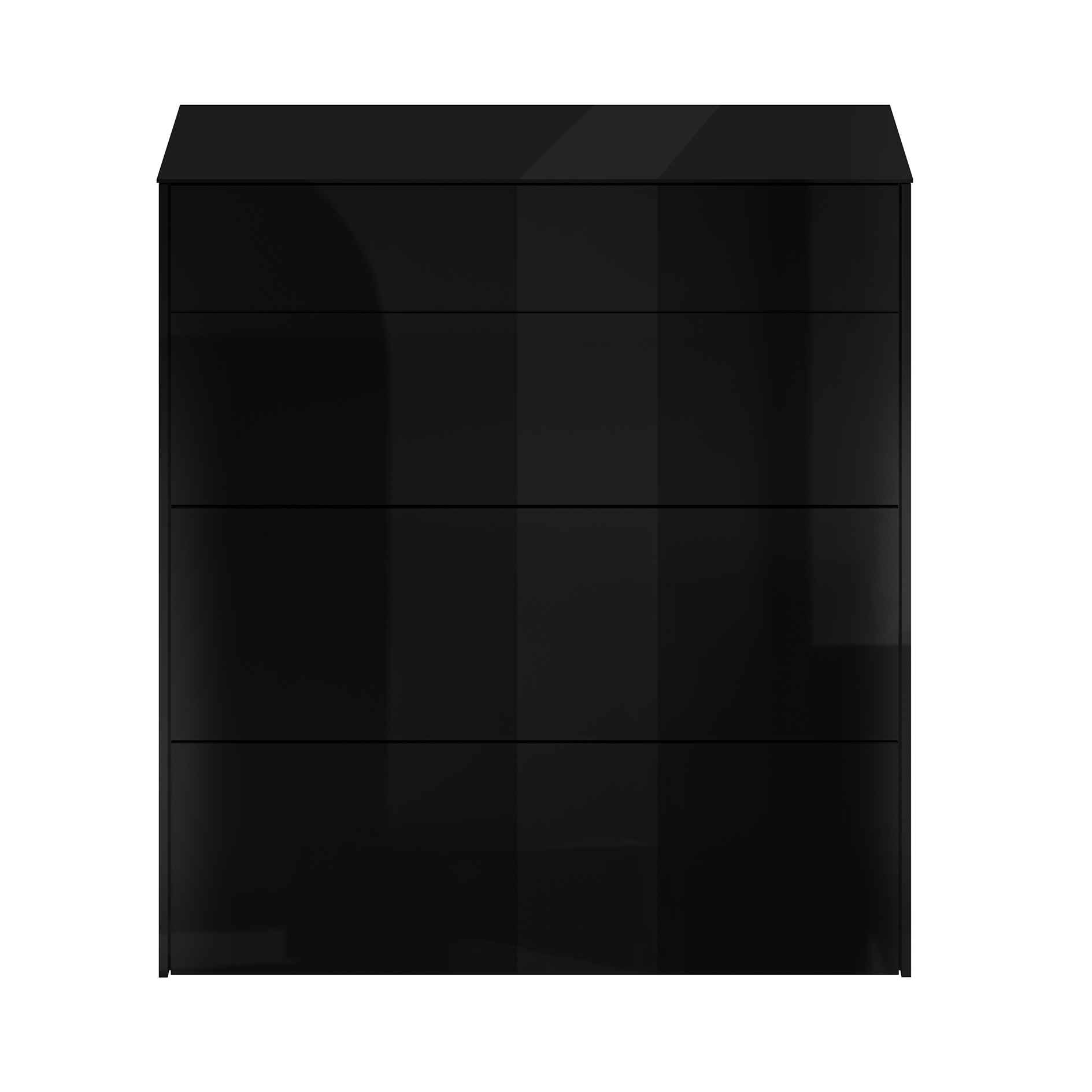 Kommode - schwarz glänzend - schwarz matt - mit Glas - 3 Schubkästen - 82 cm