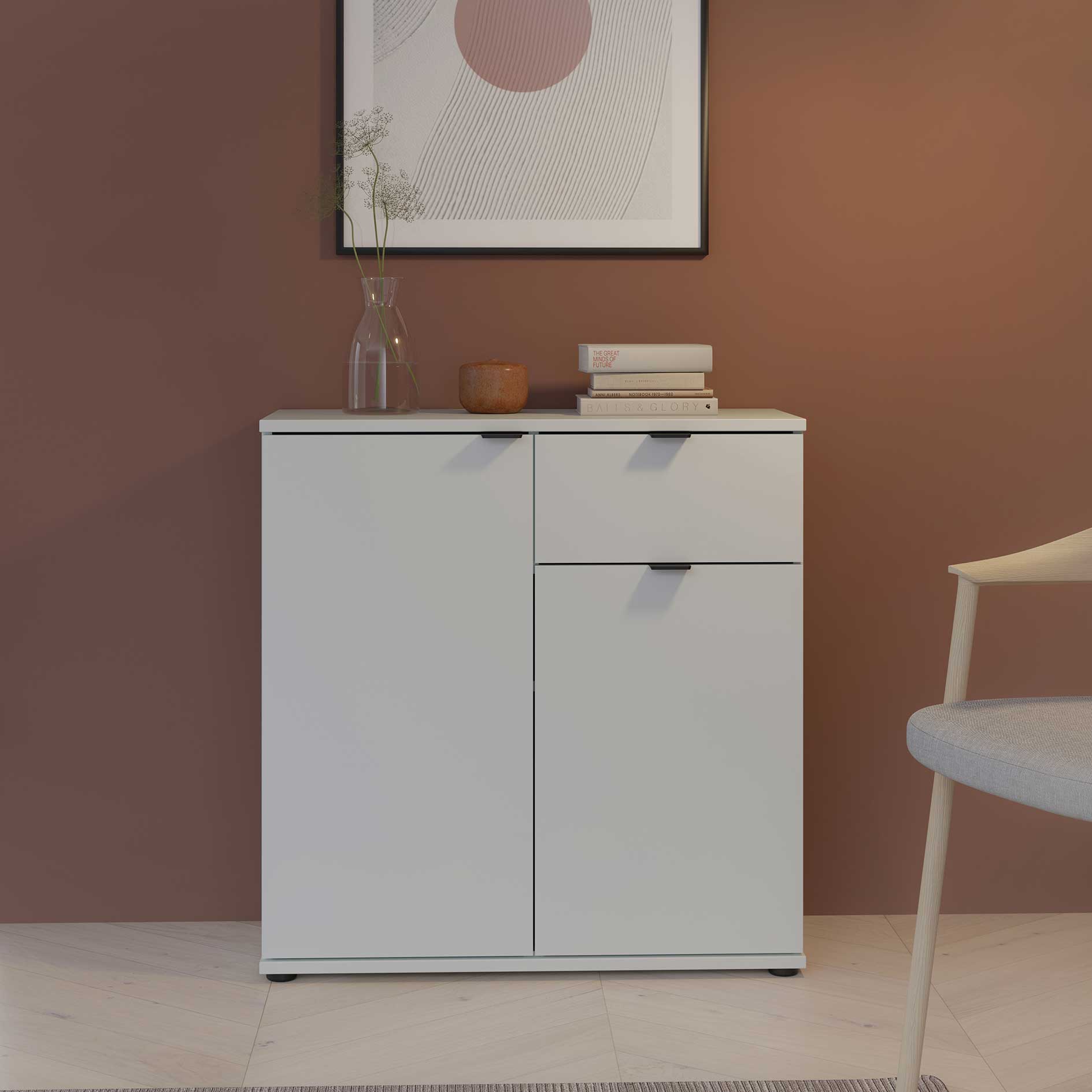 Kommode - secret grey - 2 Türen - ein Schubkasten - 80 cm