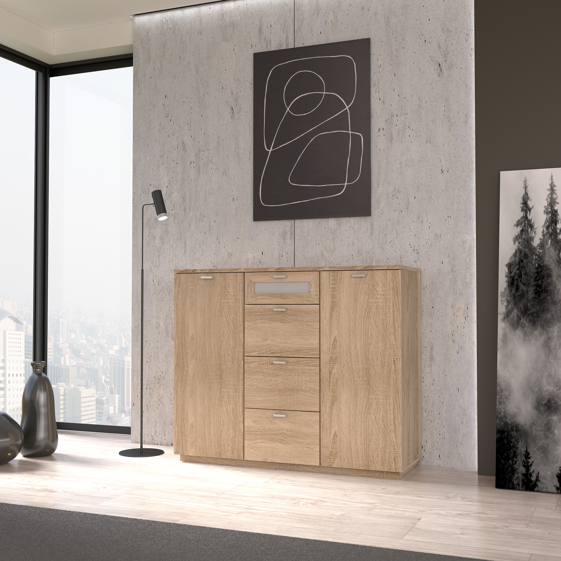 Kommode - Sonoma Eiche - 119,5 cm breit