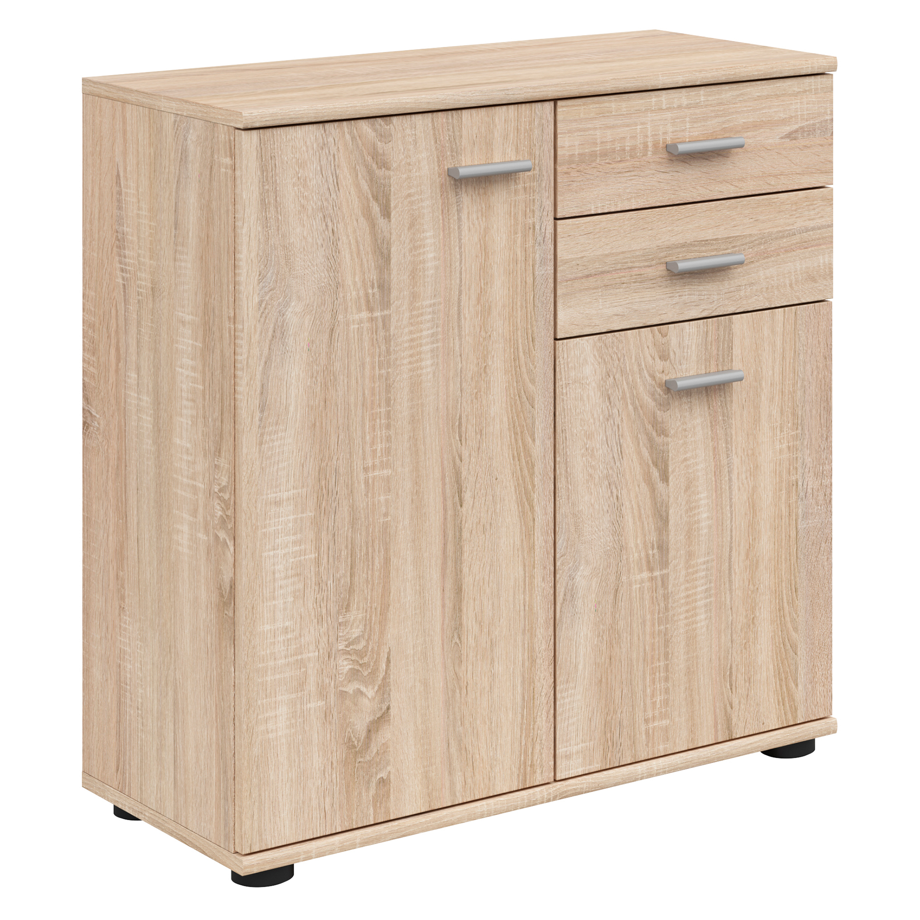 INES Kommode IN-01 Mit 4 Schubladen & 2 Schränken | 135cm Sideboard In Eiche-Optik, Modern