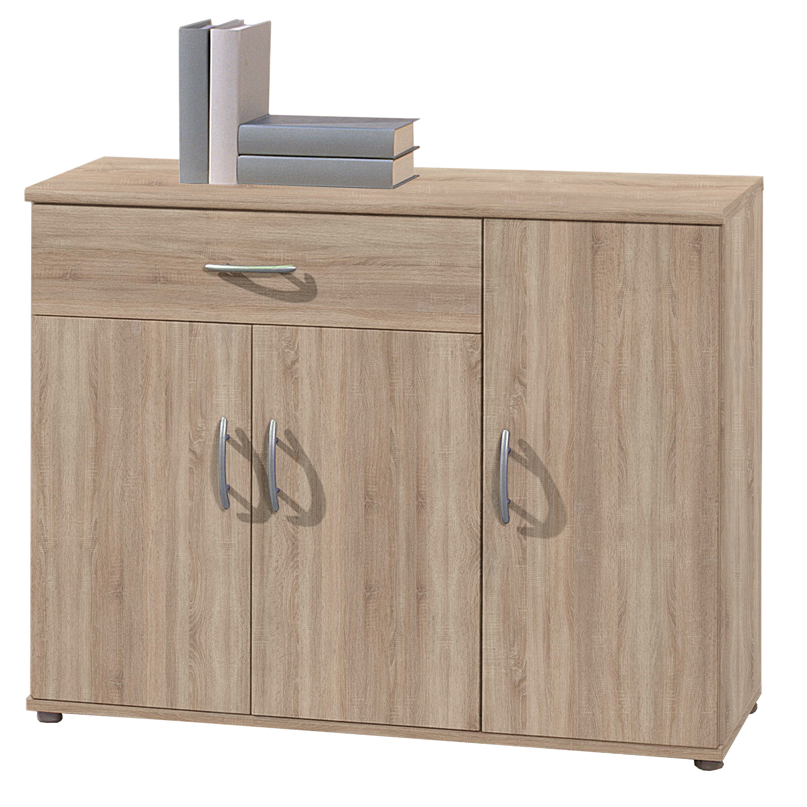 Kommode - Sonoma Eiche - 3 Türen - 90 cm