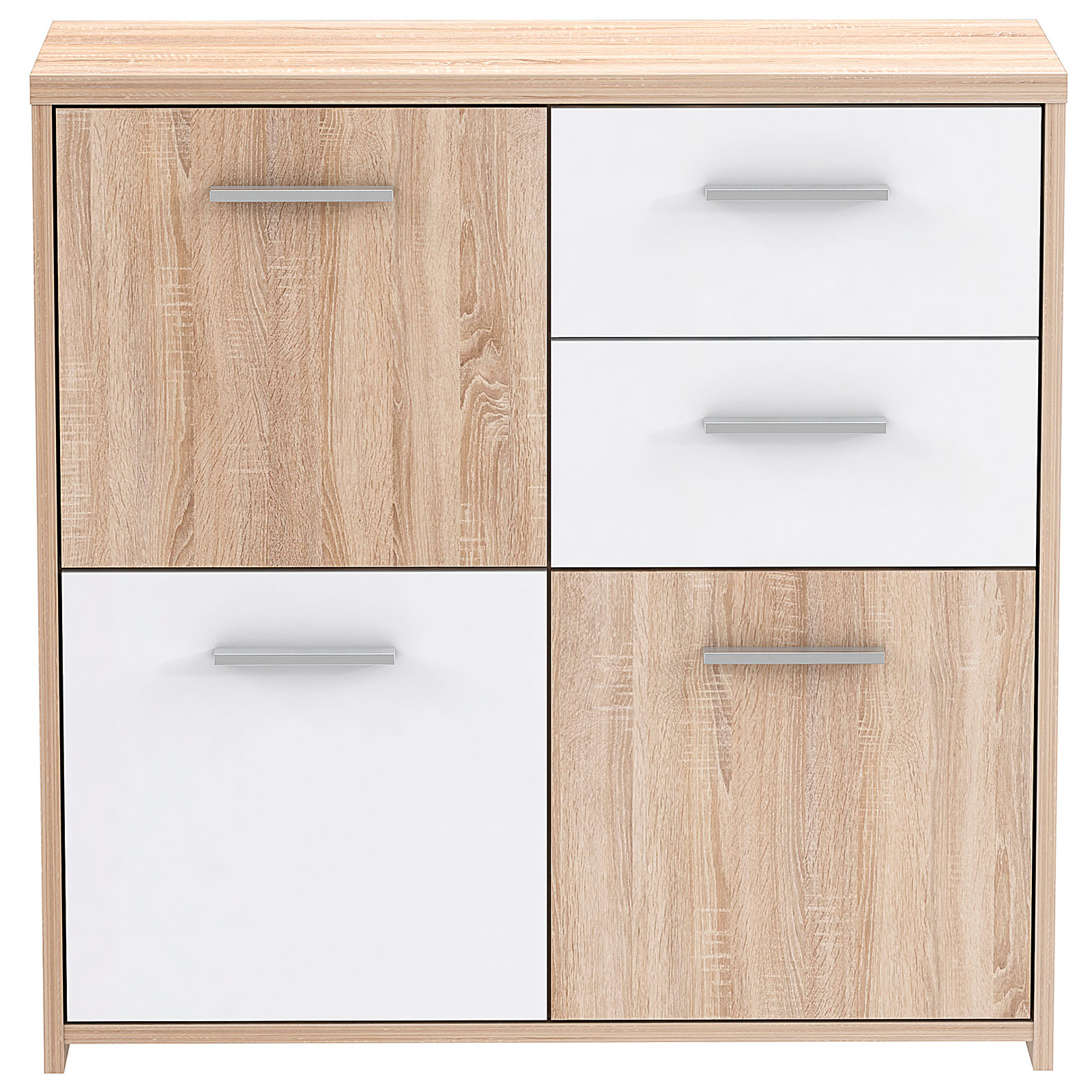 Kommode - Sonoma Eiche - weiß - 77 cm breit