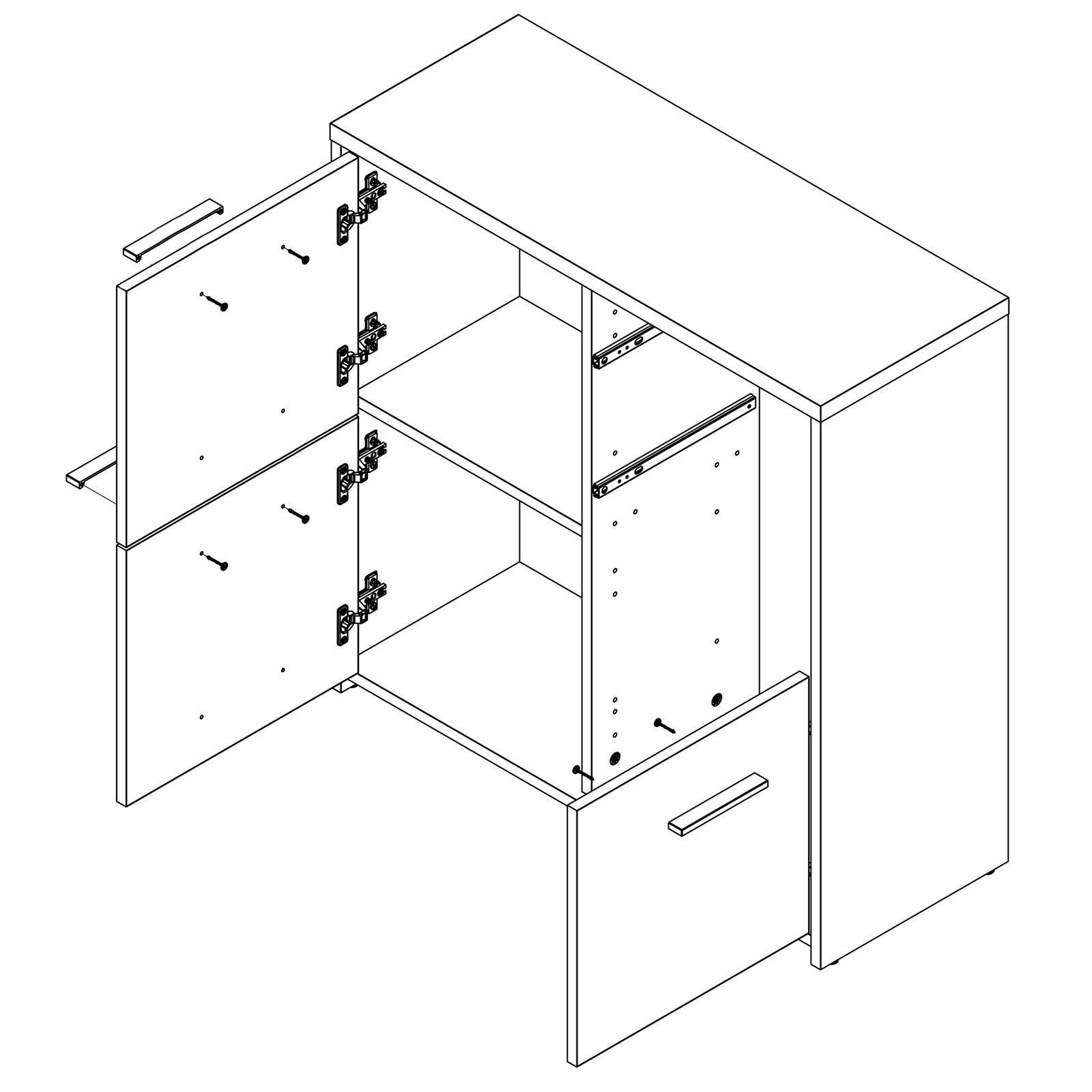 Kommode - Sonoma Eiche - weiß - 77 cm breit
