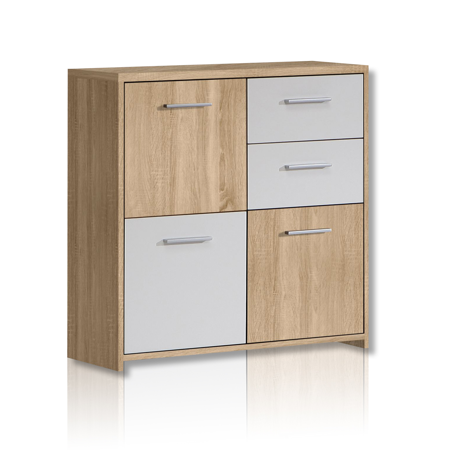 Kommode - Sonoma Eiche - weiß - 77 cm breit