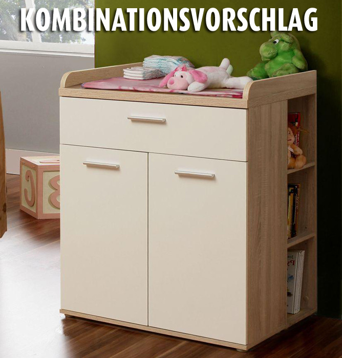 Kommode - Sonoma Eiche - weiß - 79,9 cm
