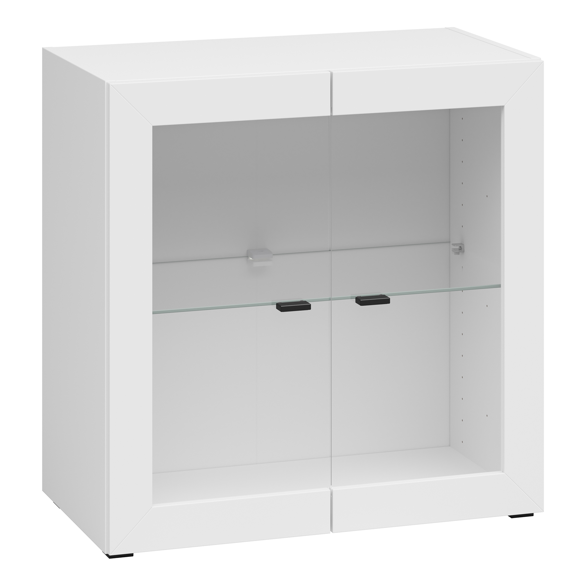 Kommode - weiß - 2 Glastüren - 64x65 cm