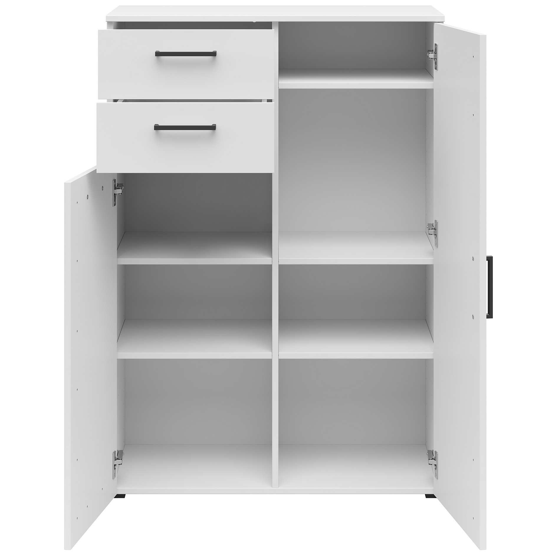 Kommode - weiß - 2 Türen - 2 Schubkästen - 80 cm