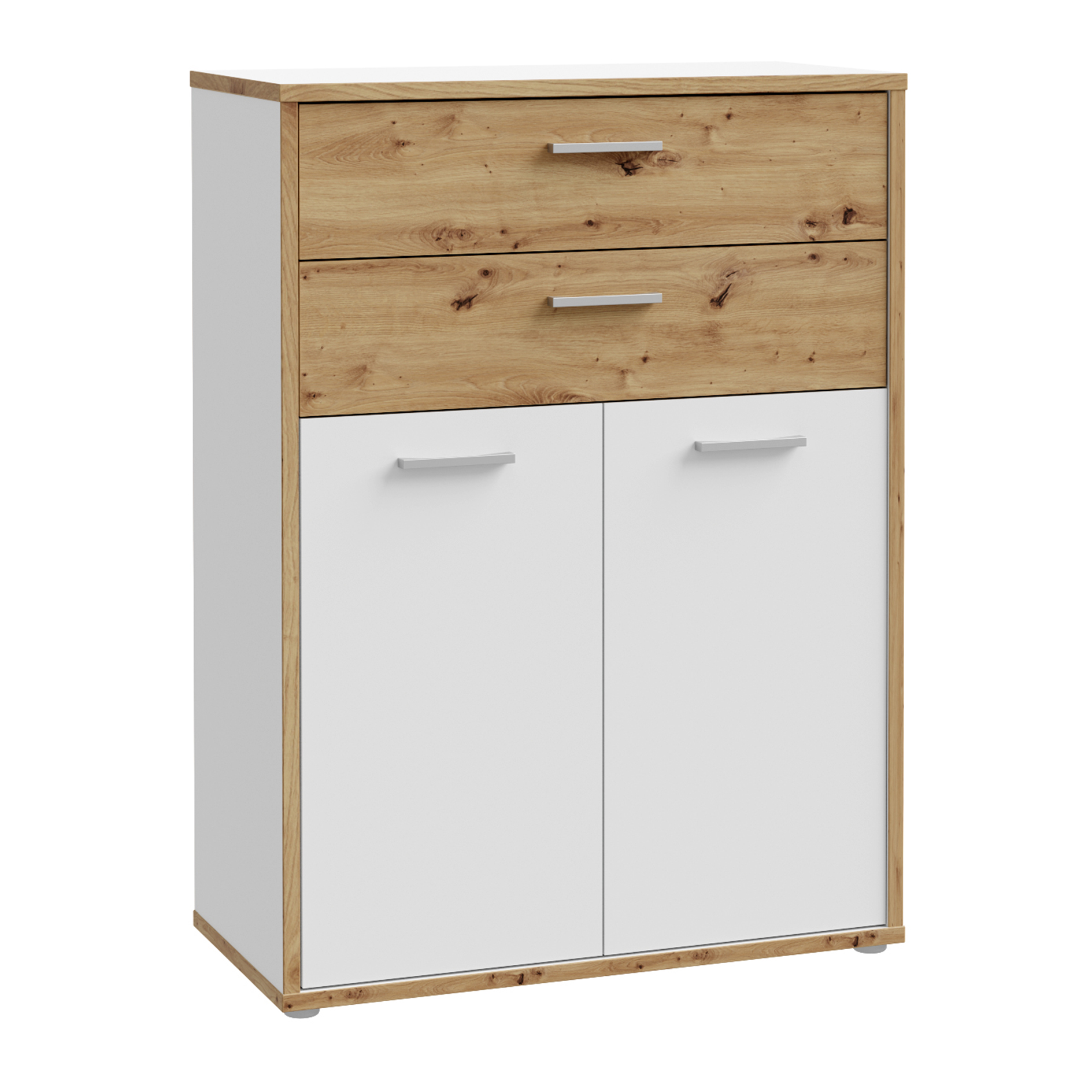 Kommode - weiß-Artisan Eiche - 2 Schubkästen - 85 cm