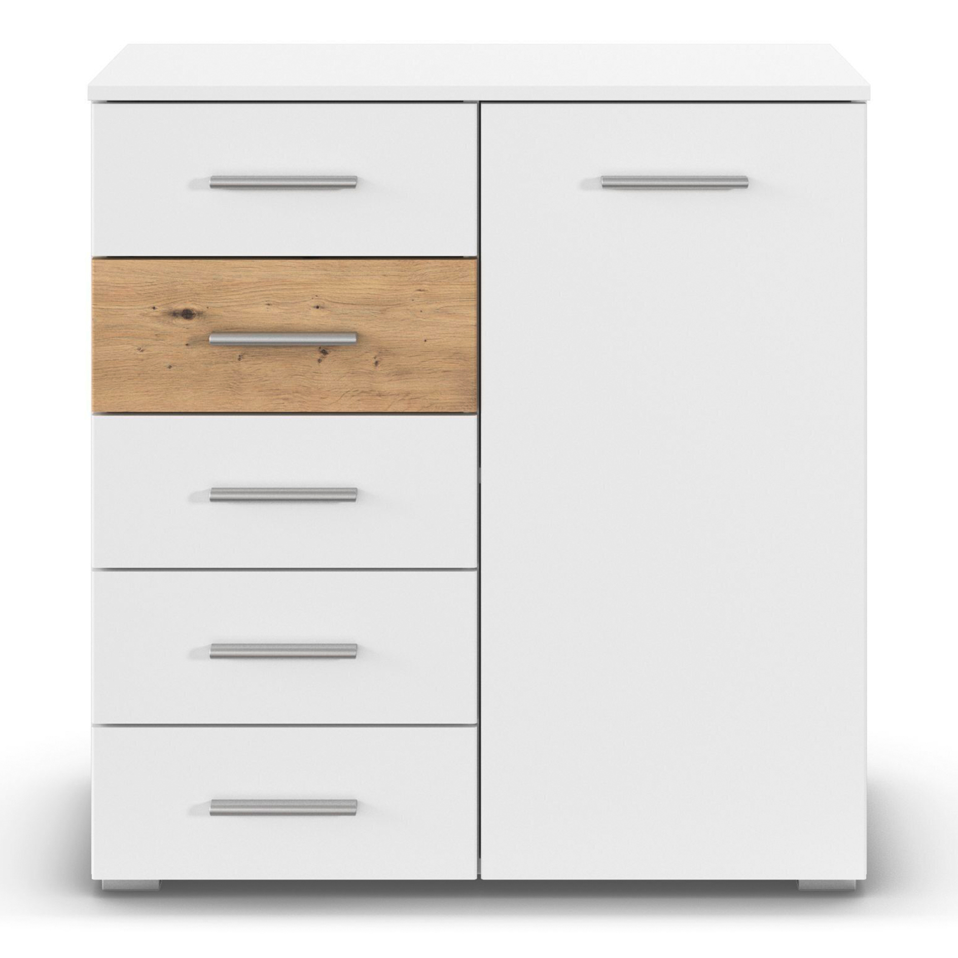 Kommode - weiß - Artisan Eiche - 80 cm breit