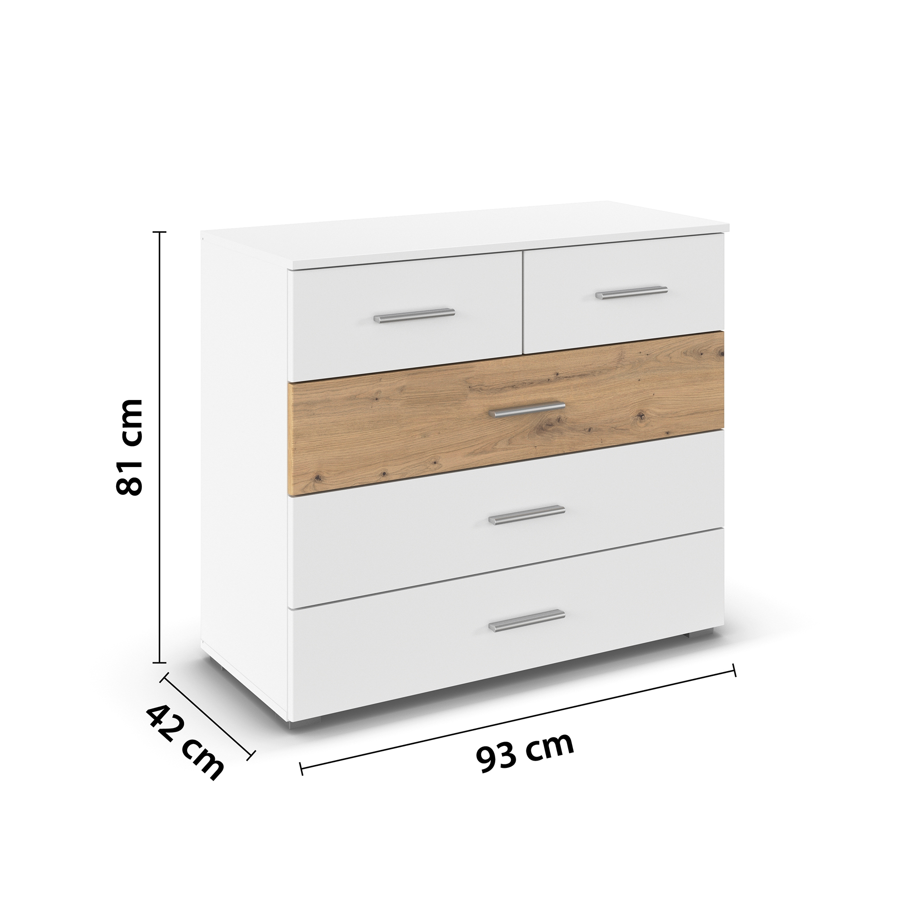 Kommode - weiß - Artisan Eiche - 80 cm breit