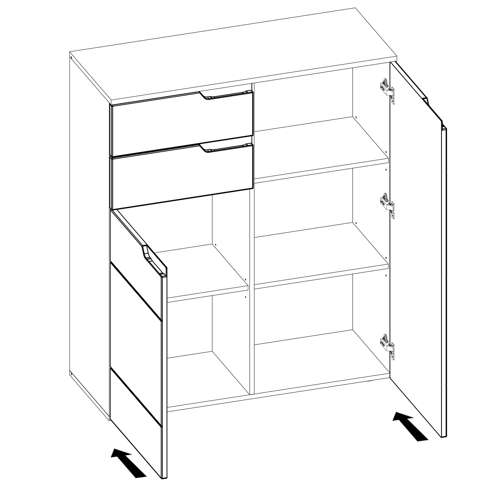 Kommode - weiß Hochglanz - 100 cm breit