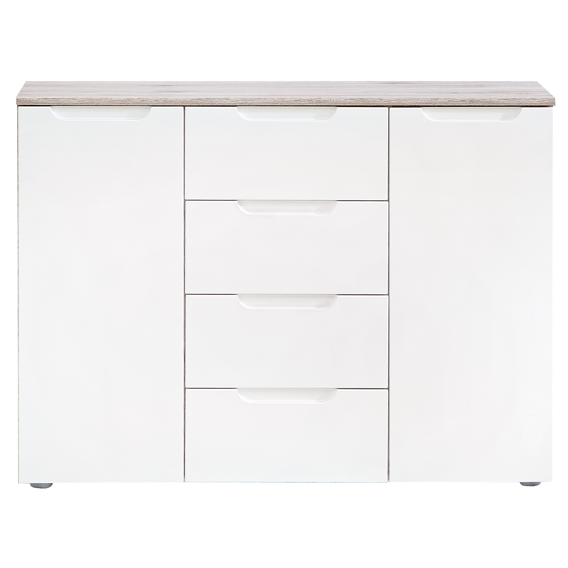 Kommode - weiß Hochglanz - Sandeiche - 105 cm breit