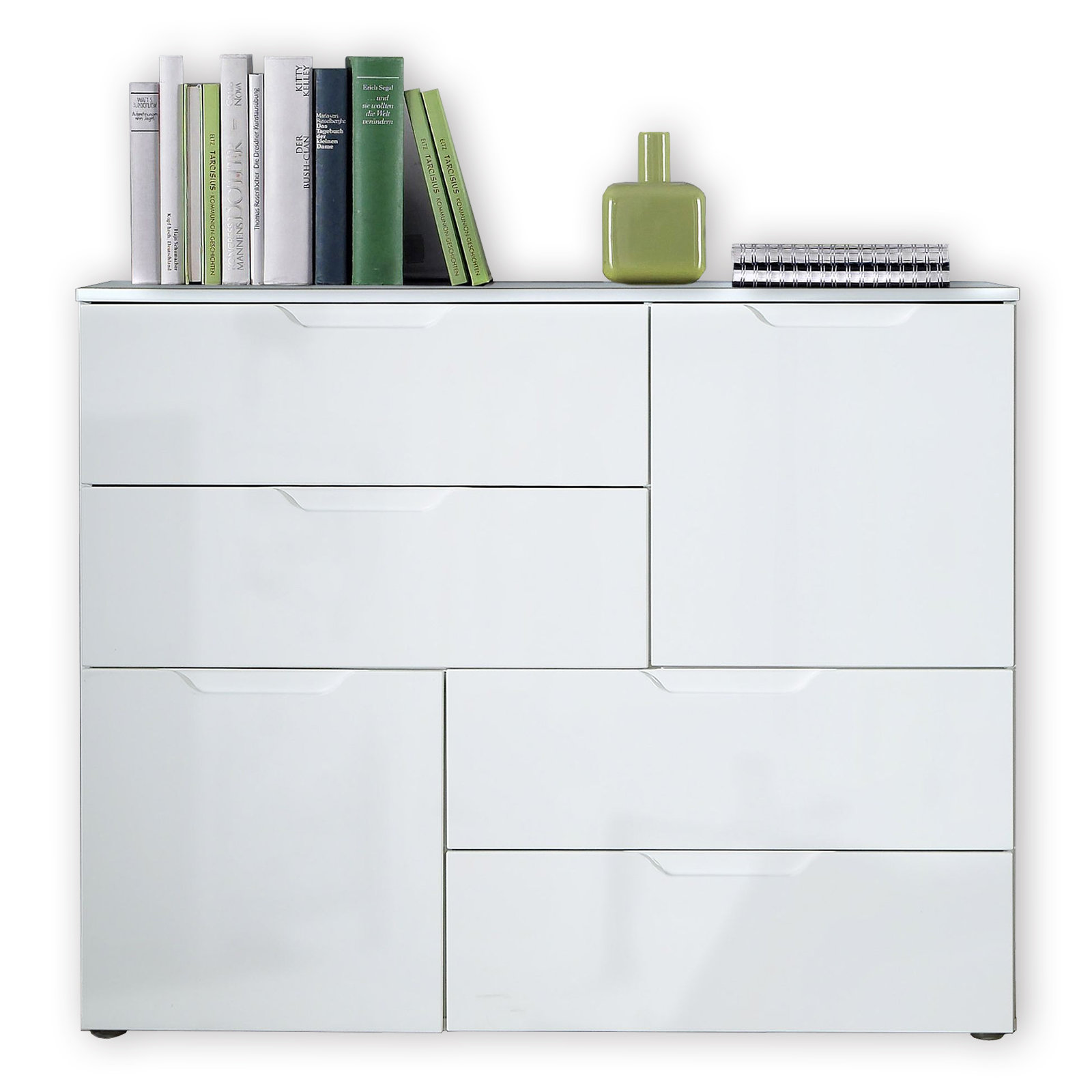 Kommode - weiß Hochglanz-weiß - 115 cm breit