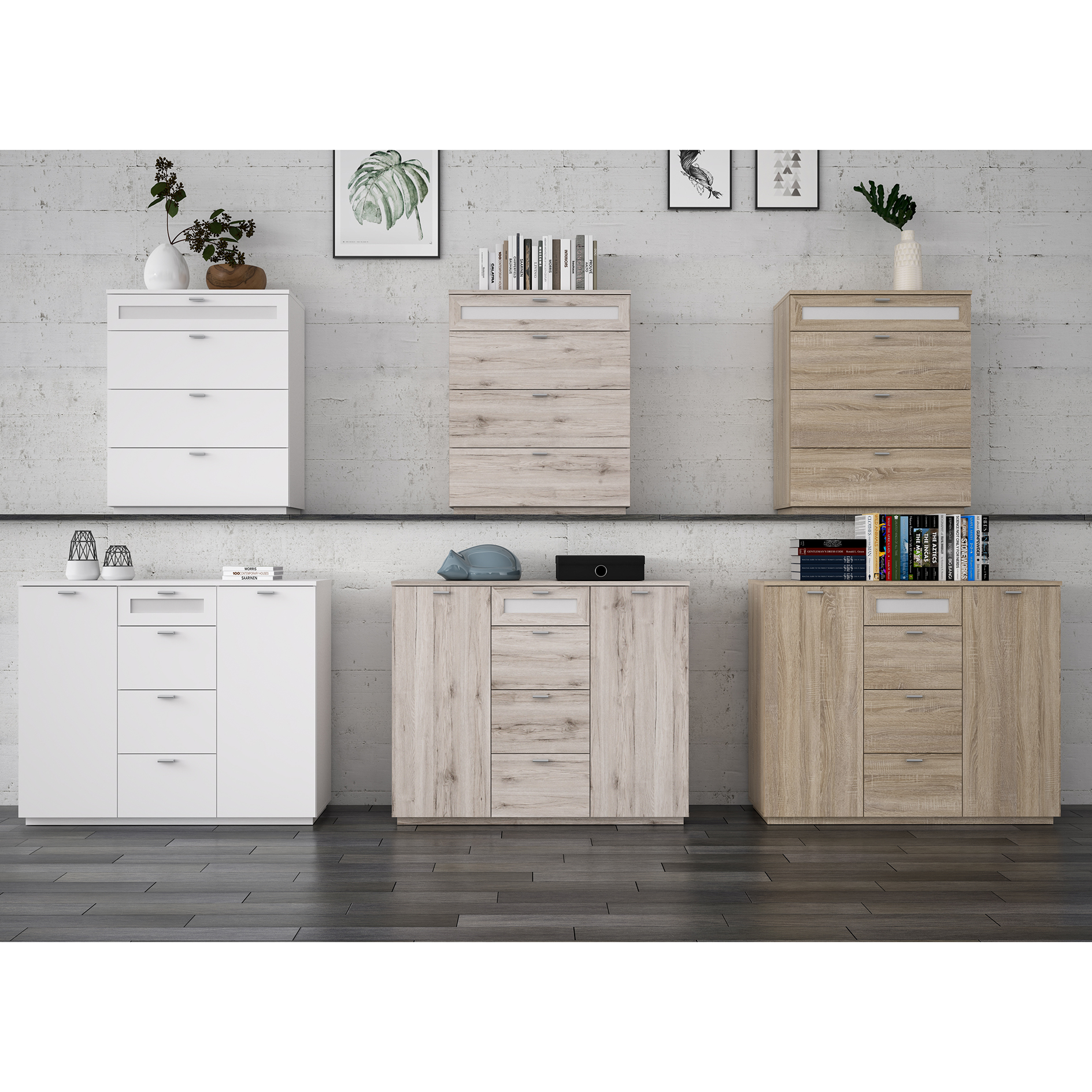 Kommode - weiß matt - 80 cm breit
