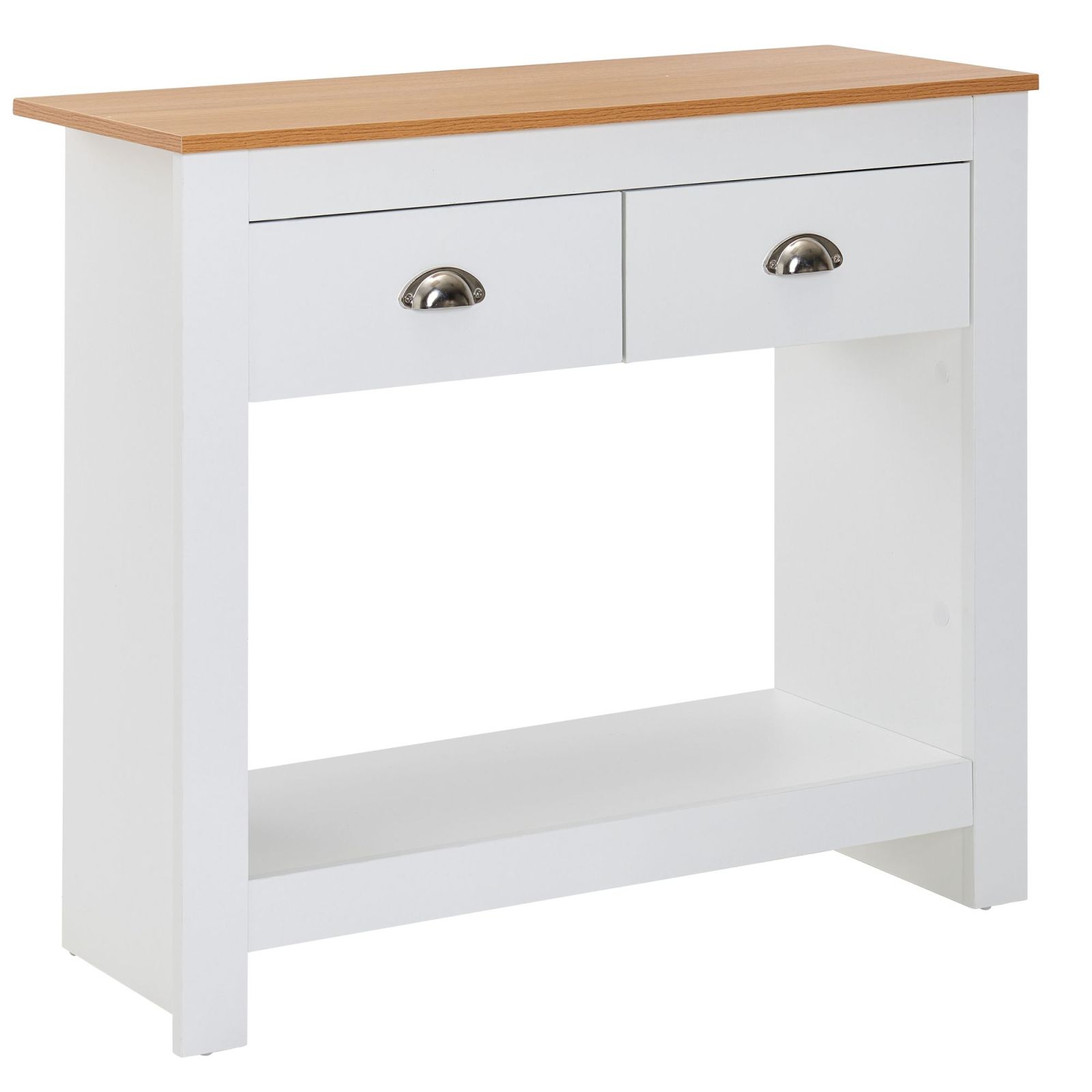 Konsolentisch - weiß - Eiche - 2 Schubladen - 85 cm