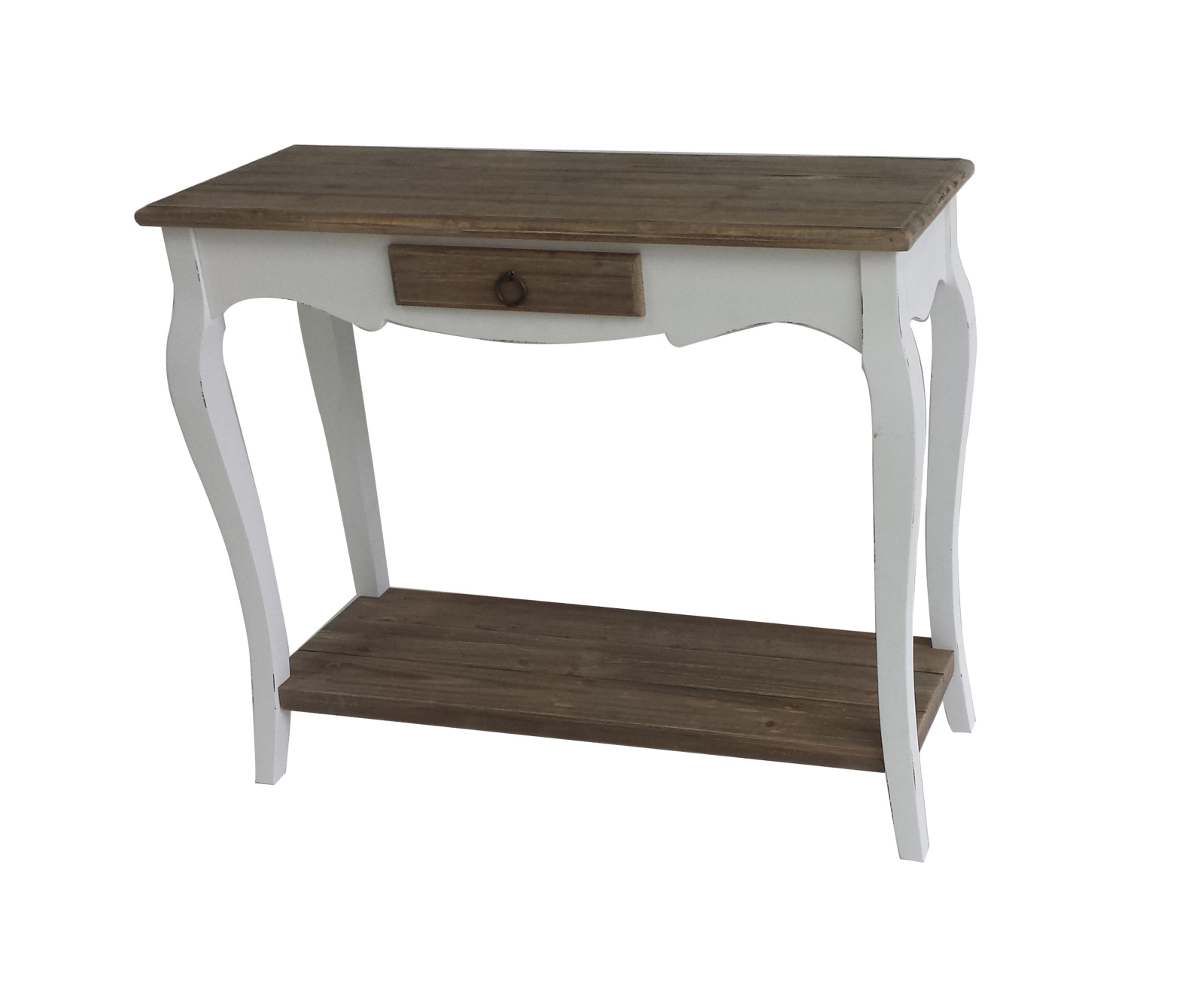 Konsolentisch - weiß - Holz antik - mit Schubkasten - 91 cm breit