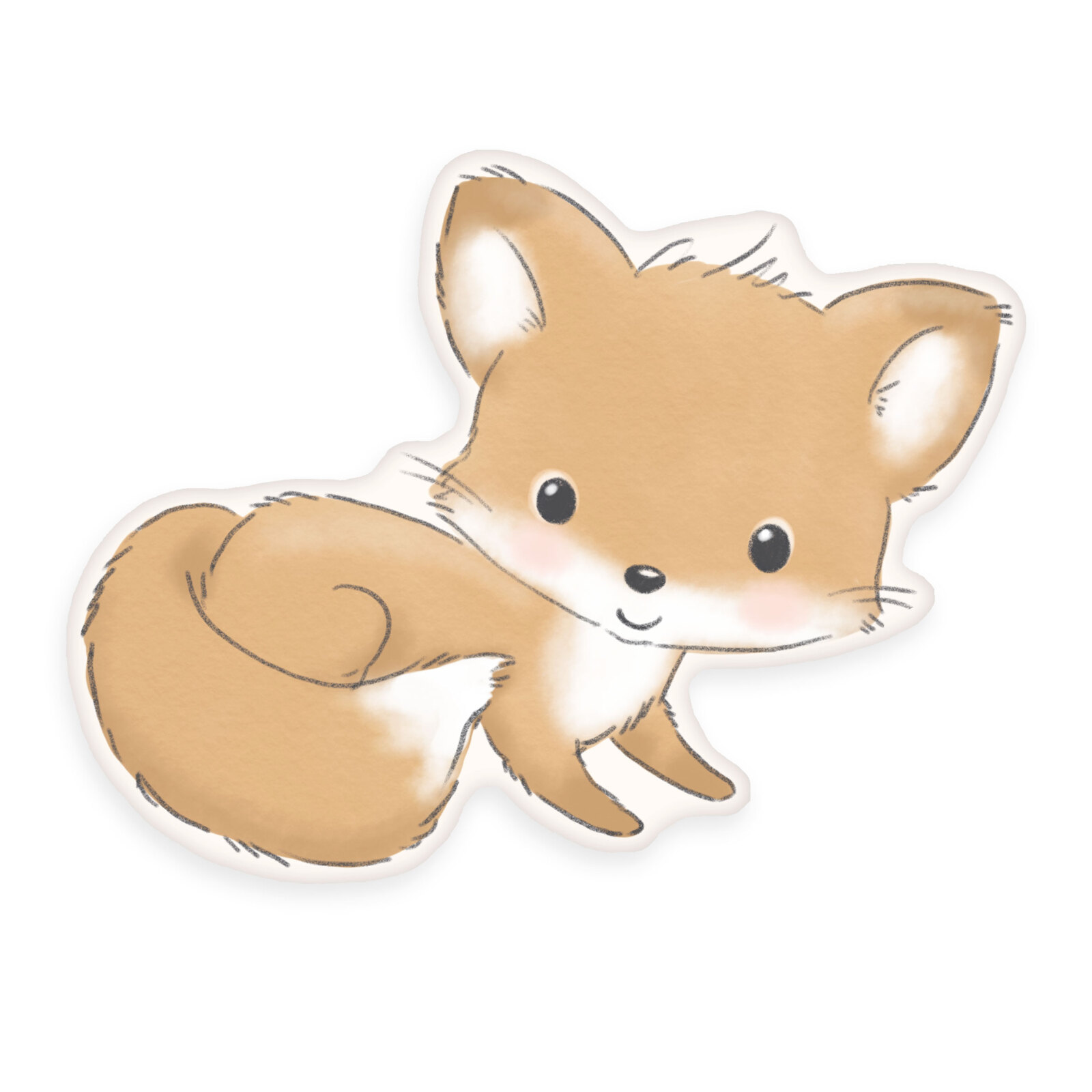Konturenkissen FUCHS - beige-weiß - 36 cm