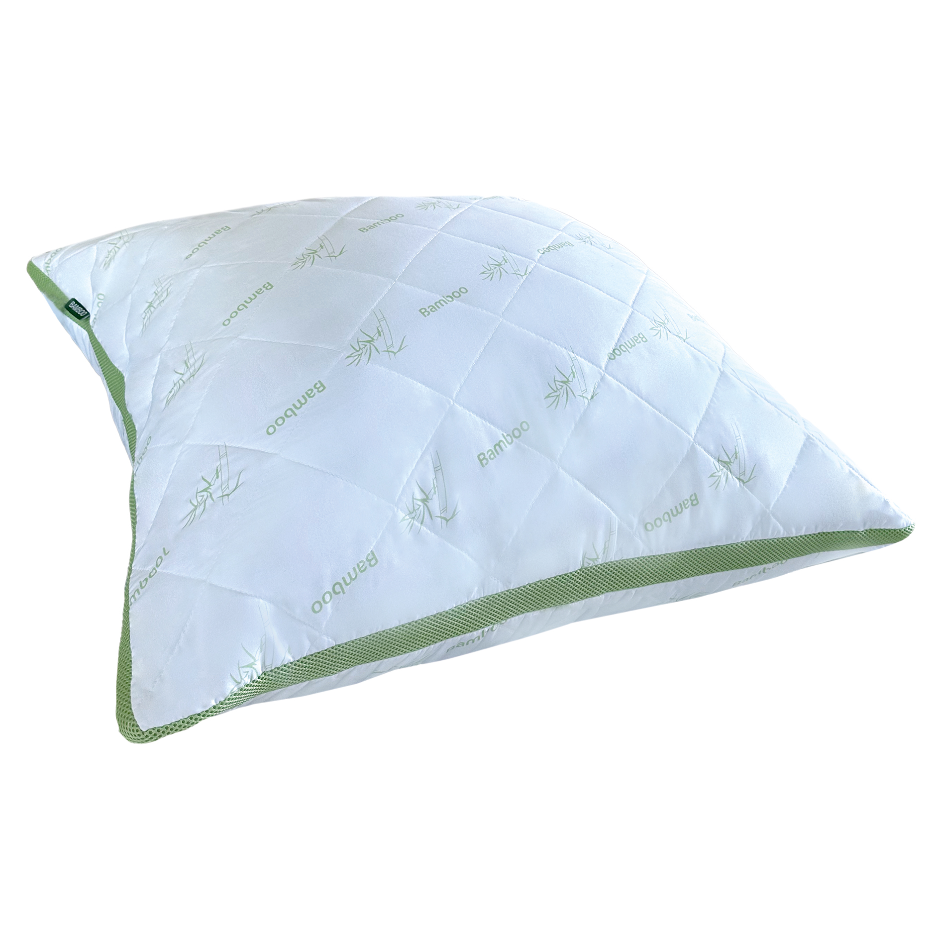 Kopfkissen - weiß-grün - Bambusfasern - 80x80 cm