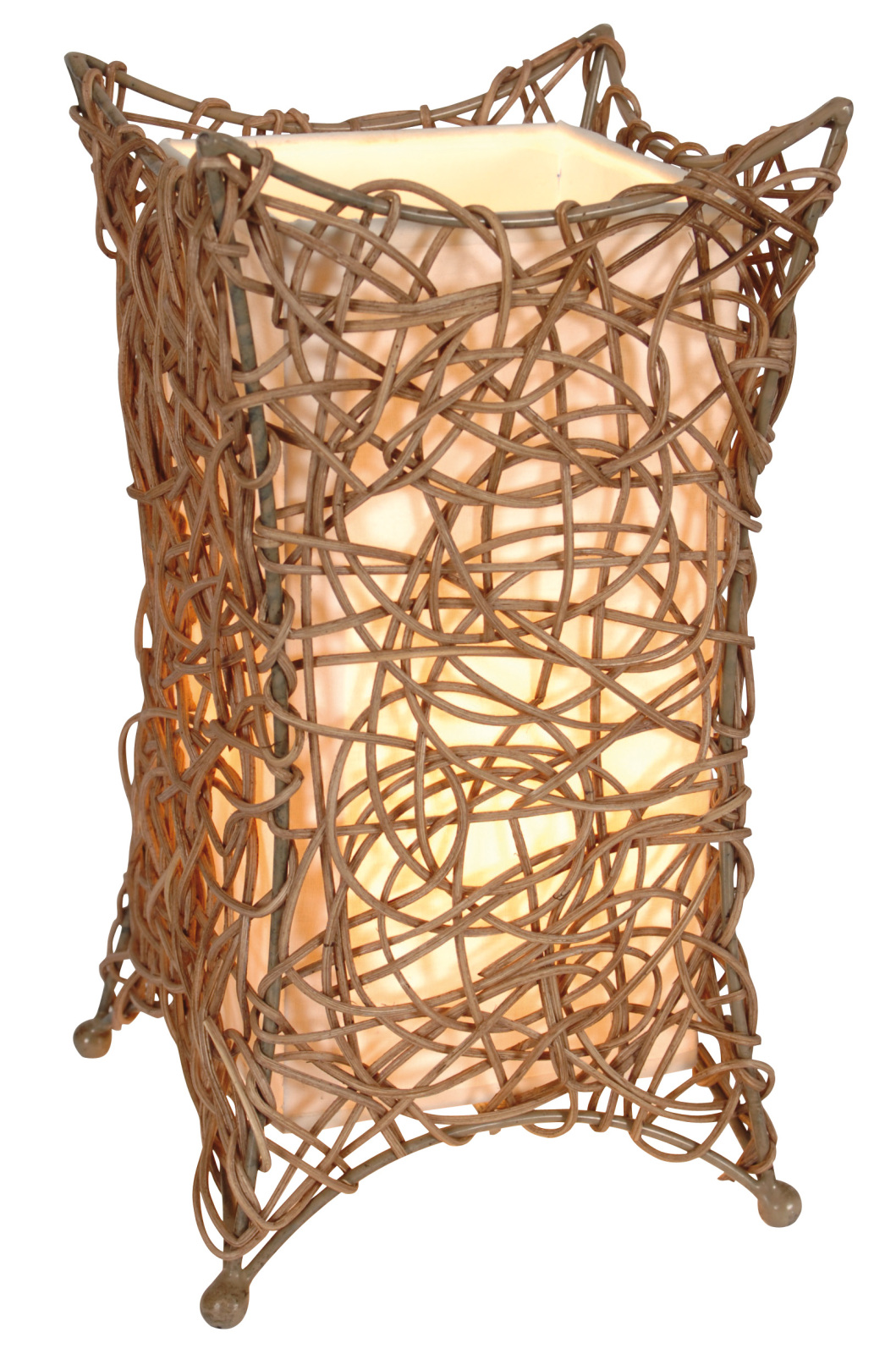 Korb-Tischleuchte - natur - Rattan - 30 cm hoch